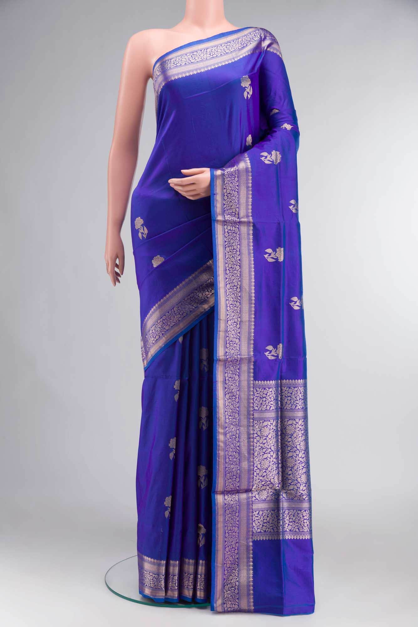 Blue Banarasi Katan Silk Saree