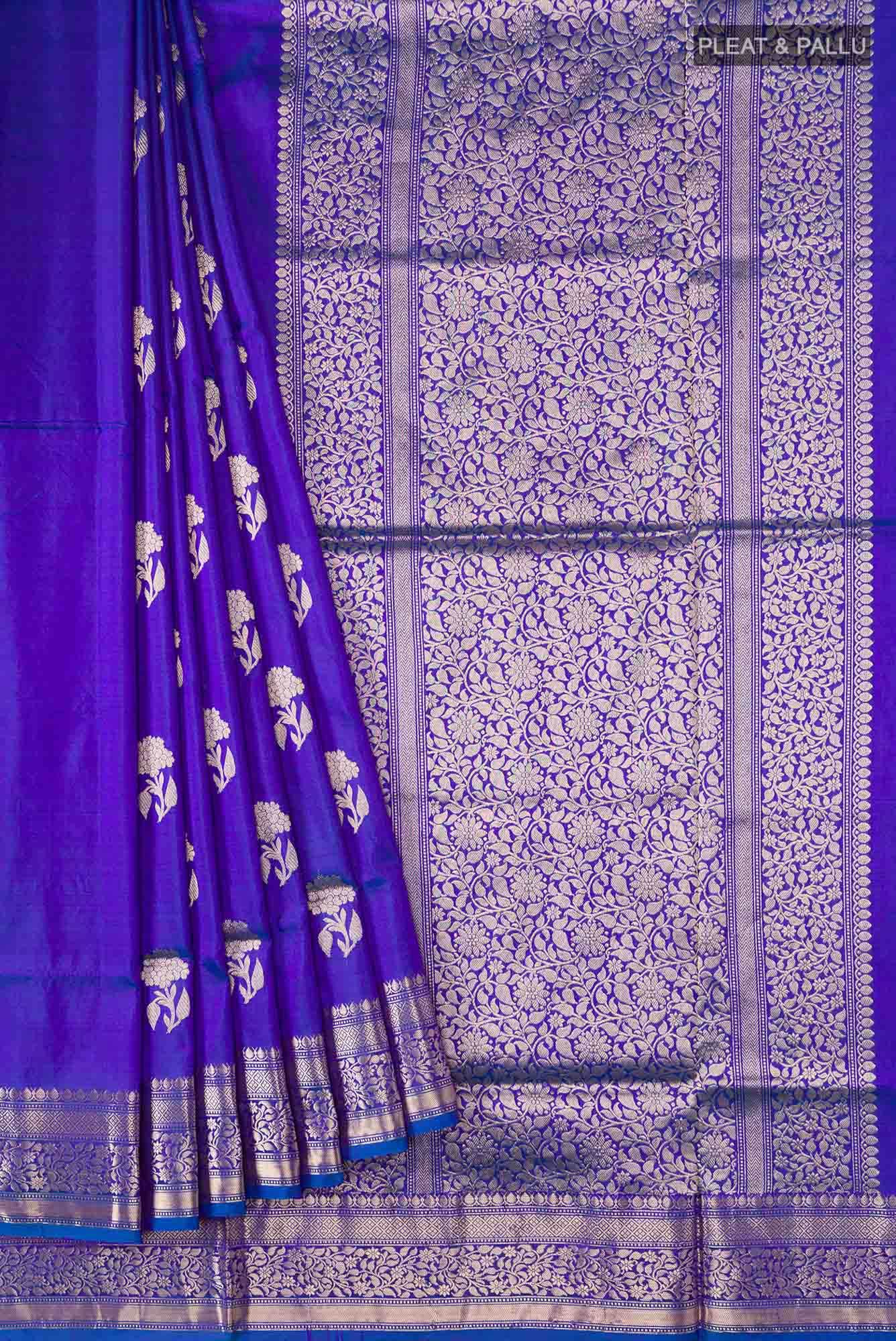 Blue Banarasi Katan Silk Saree