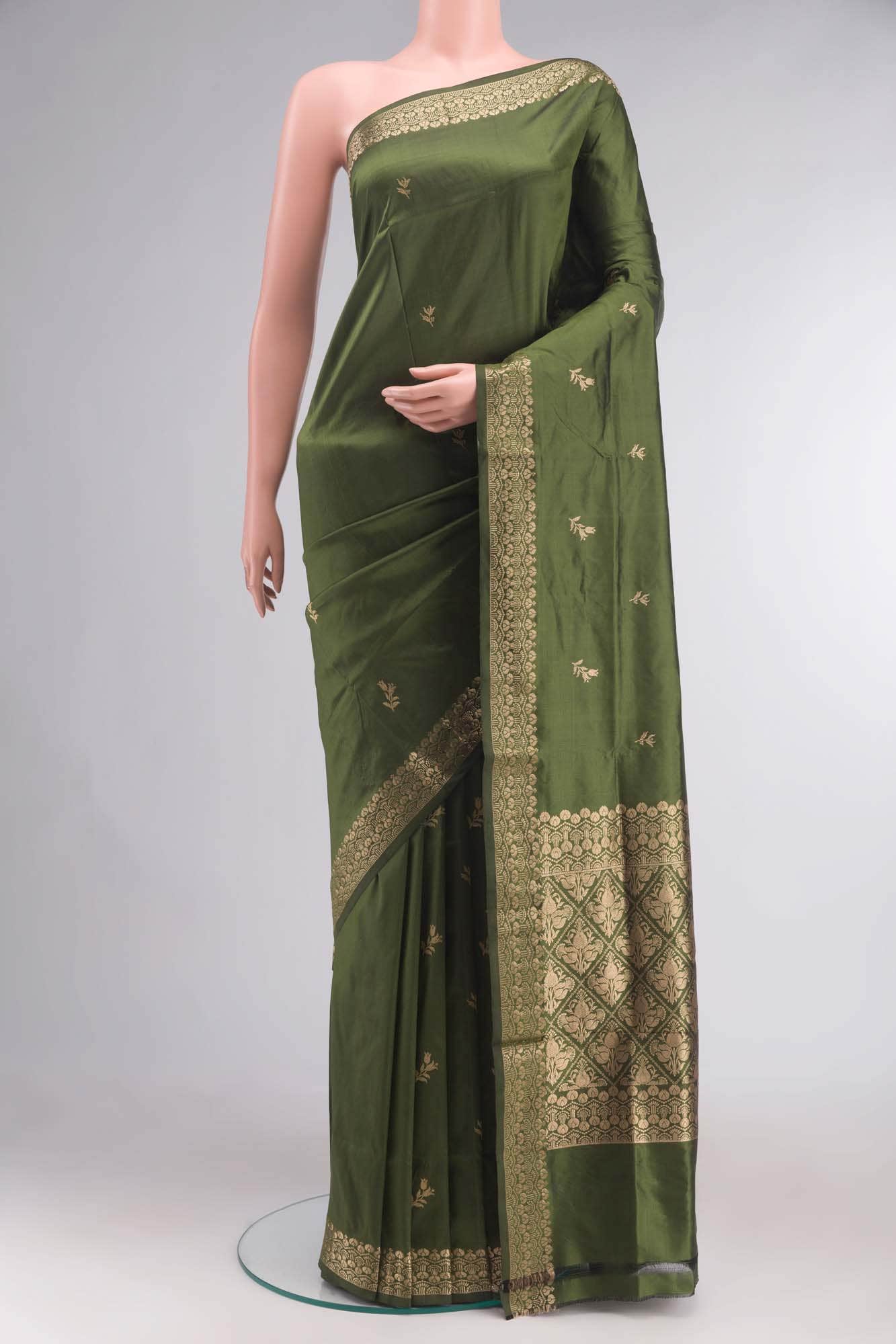 Green Banarasi Katan Silk Saree
