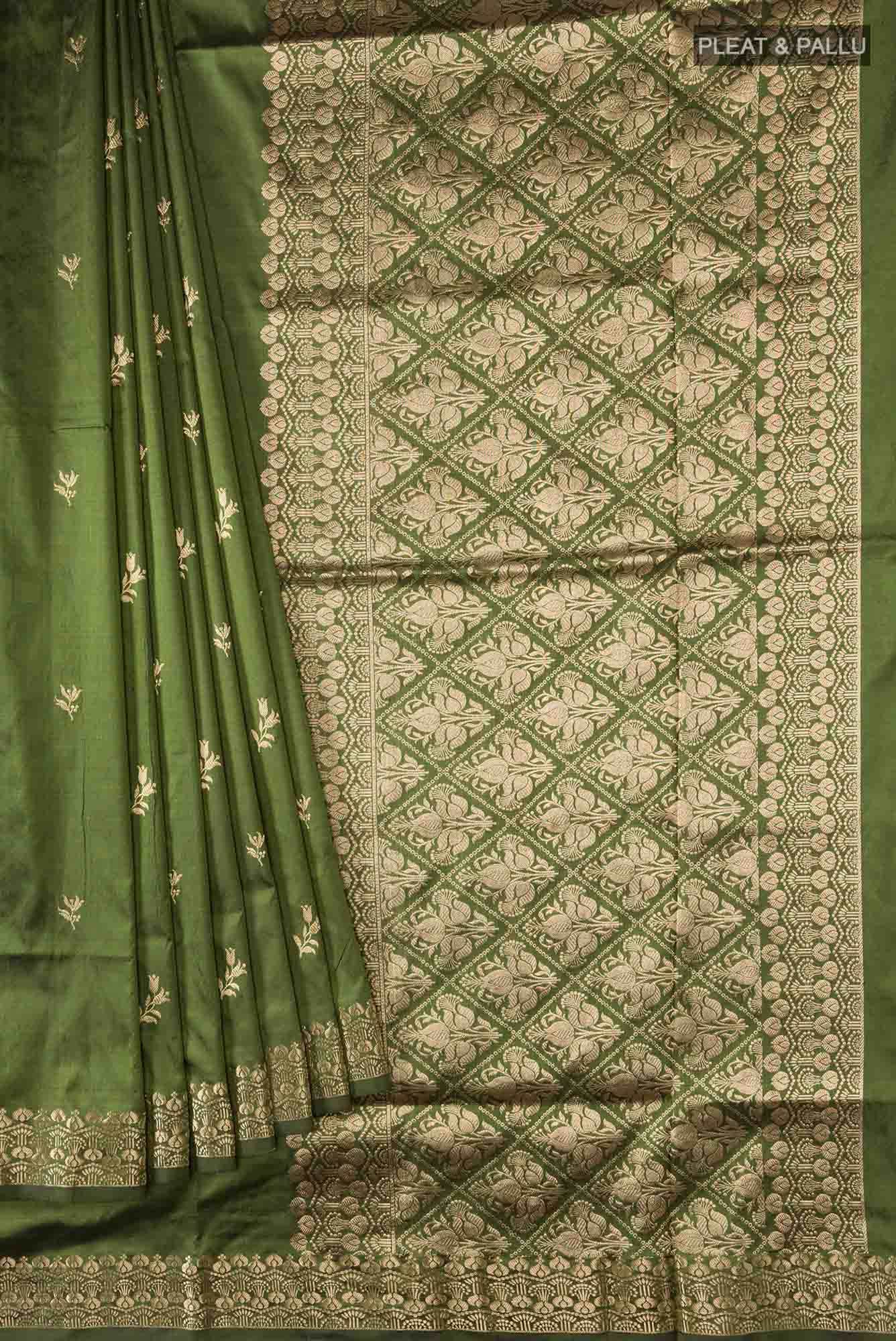Green Banarasi Katan Silk Saree