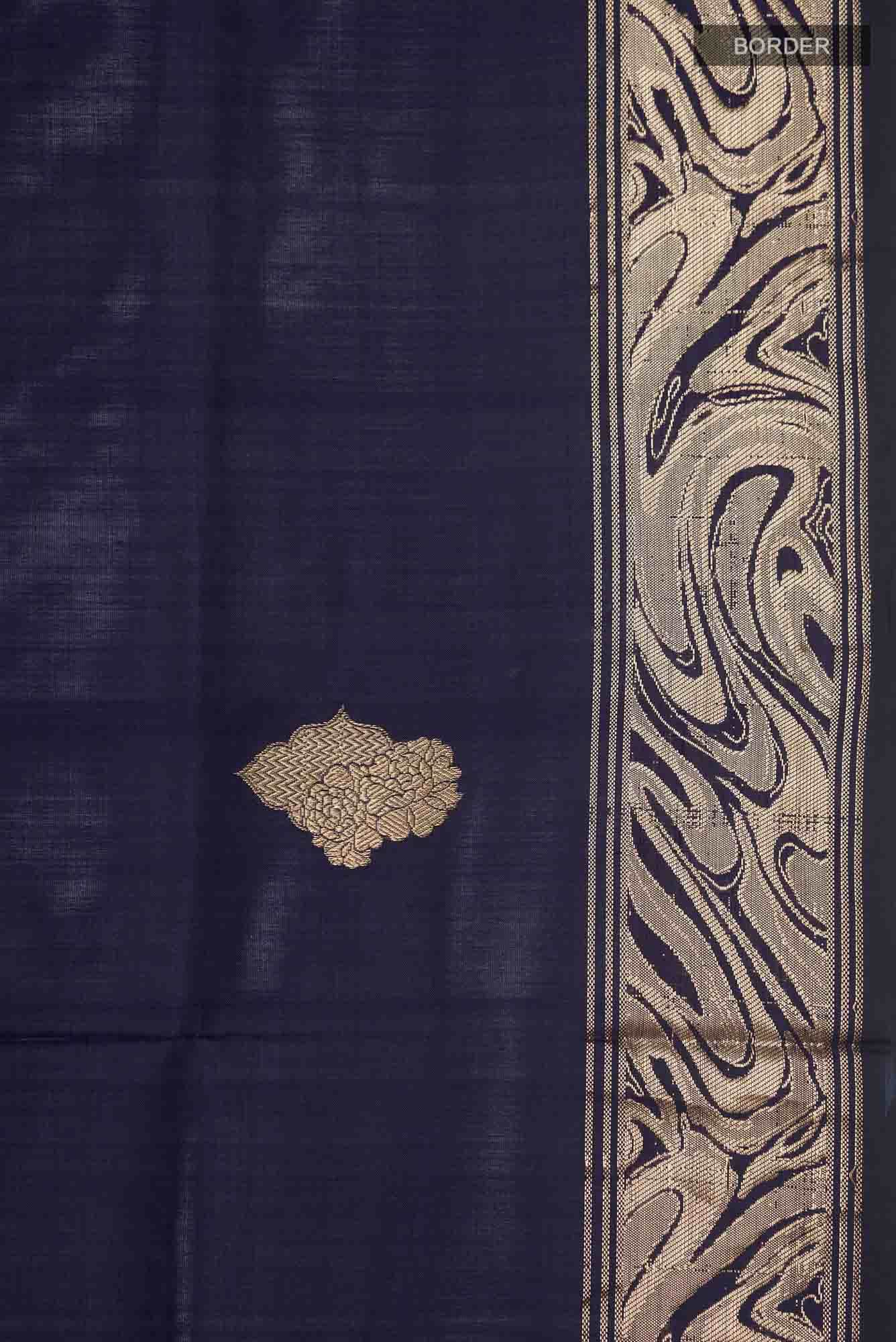 Navy Blue Banarasi Katan Silk Saree