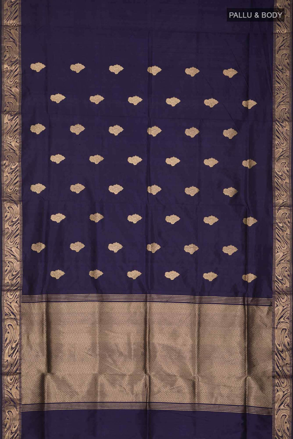 Navy Blue Banarasi Katan Silk Saree
