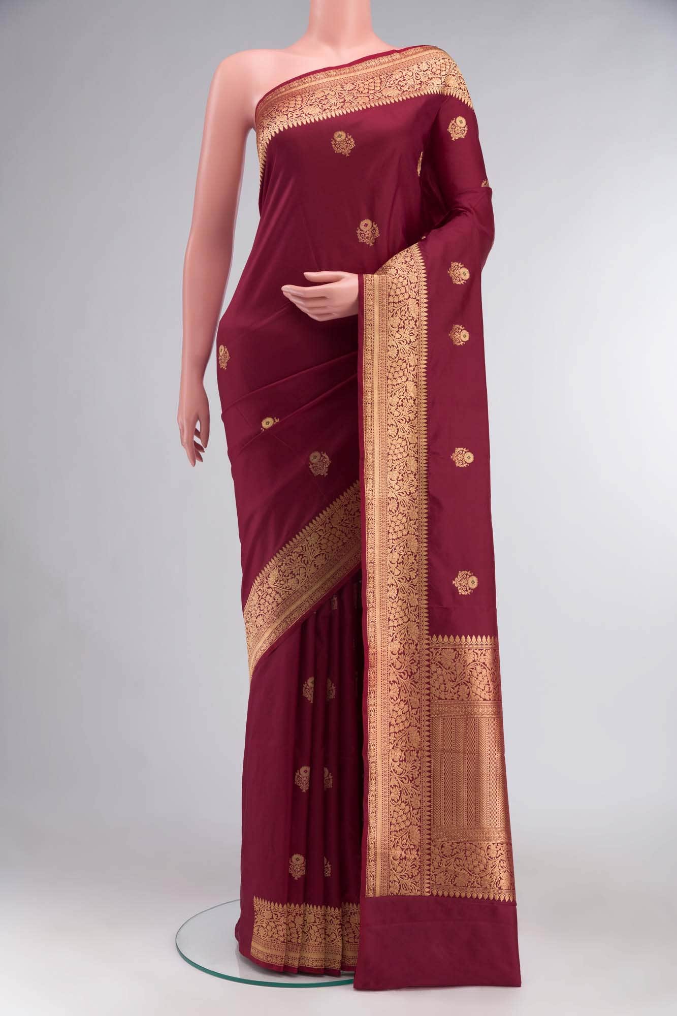 Maroon Banarasi Katan Silk Saree