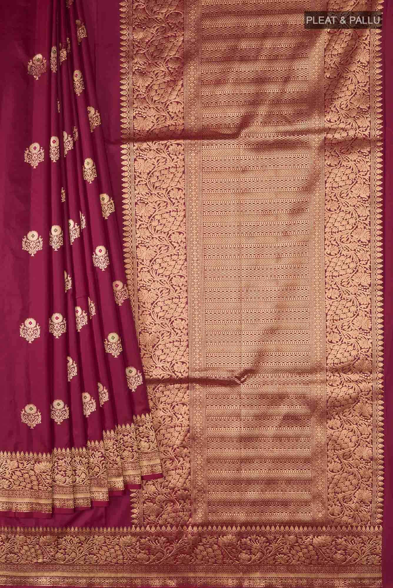 Maroon Banarasi Katan Silk Saree