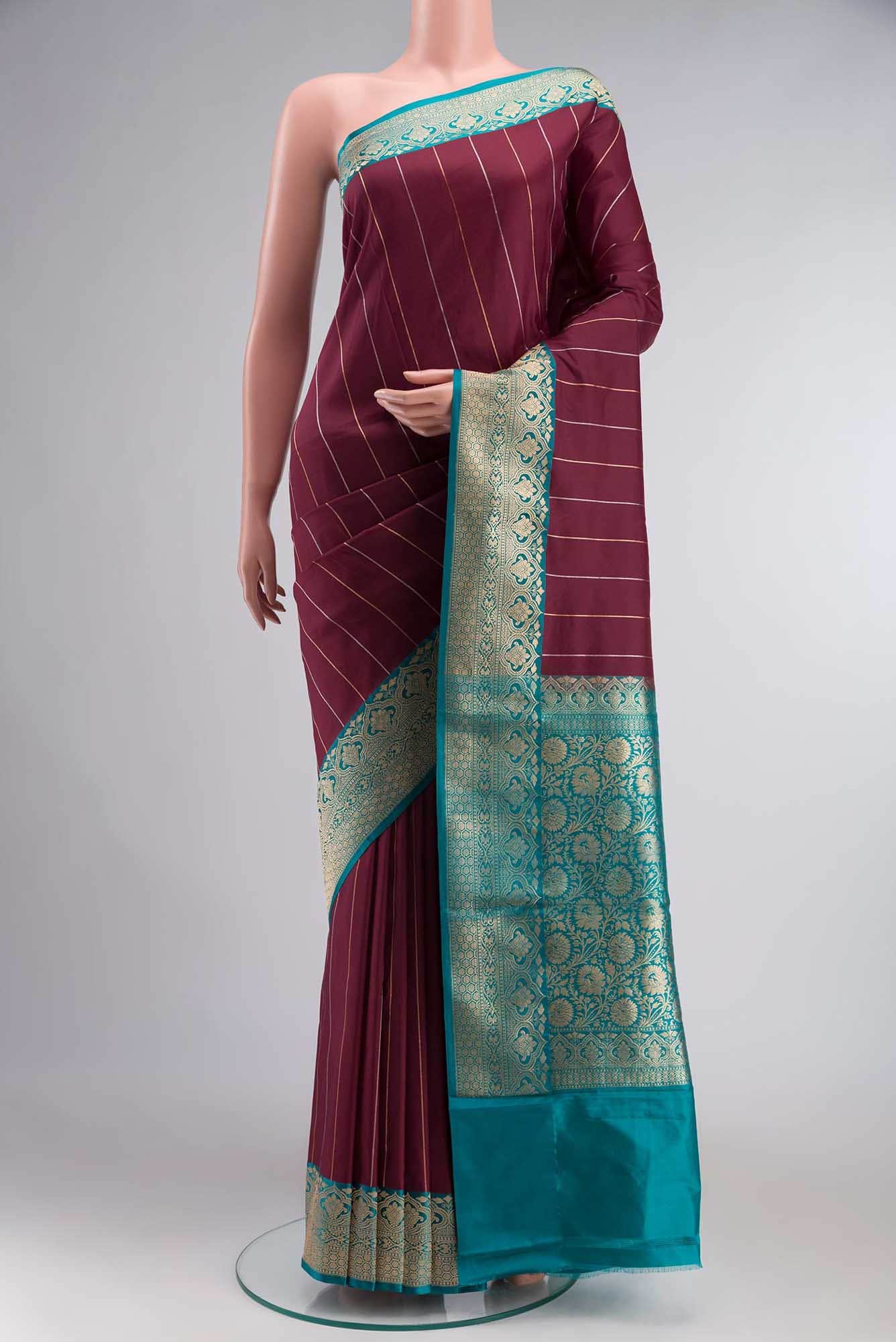Maroon Banarasi Katan Silk Saree