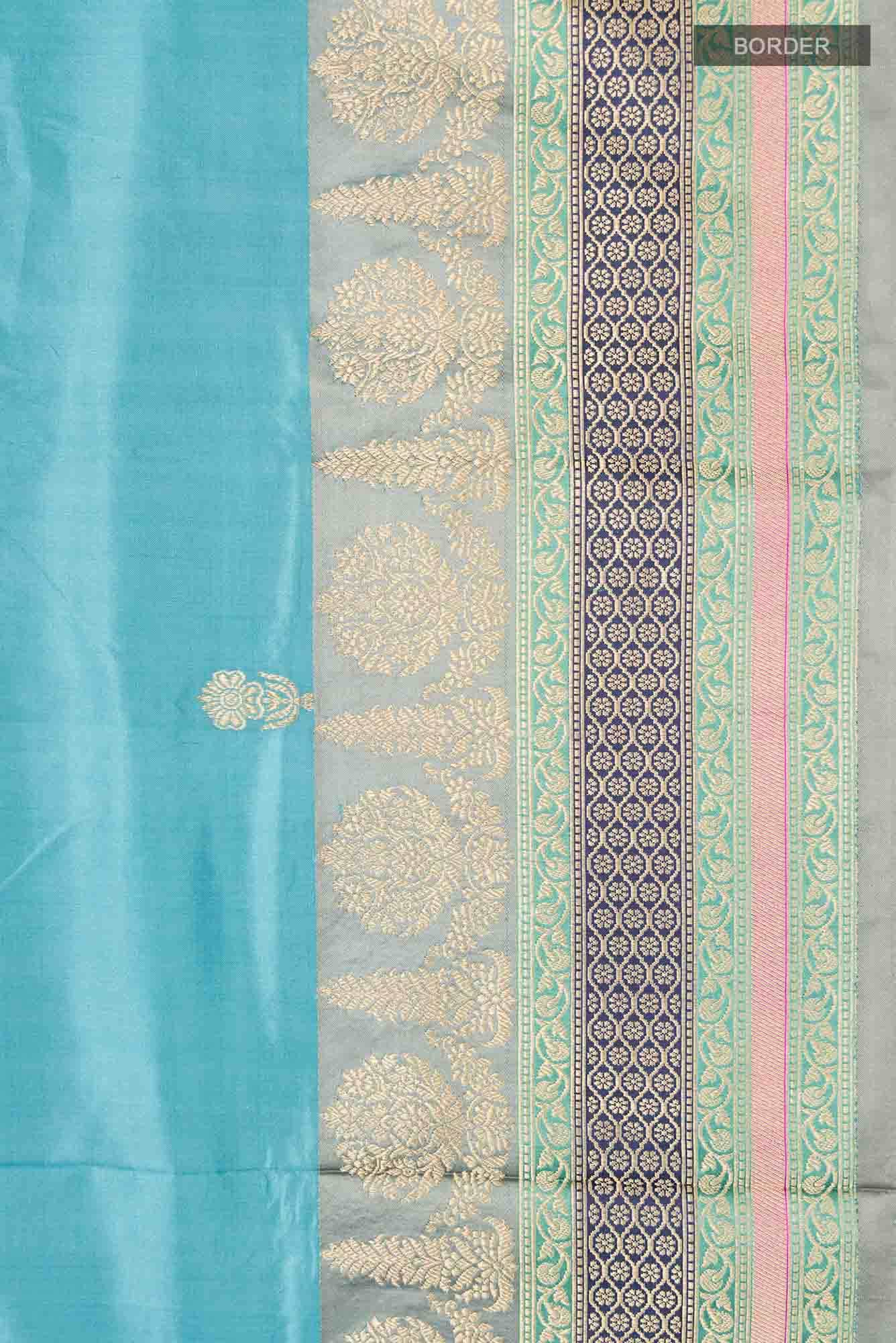 Blue Banarasi Katan Silk Saree