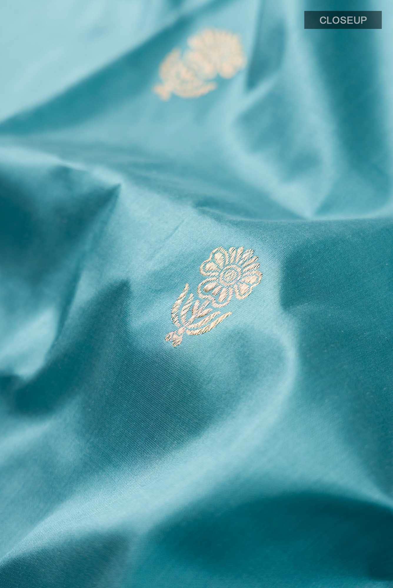 Blue Banarasi Katan Silk Saree