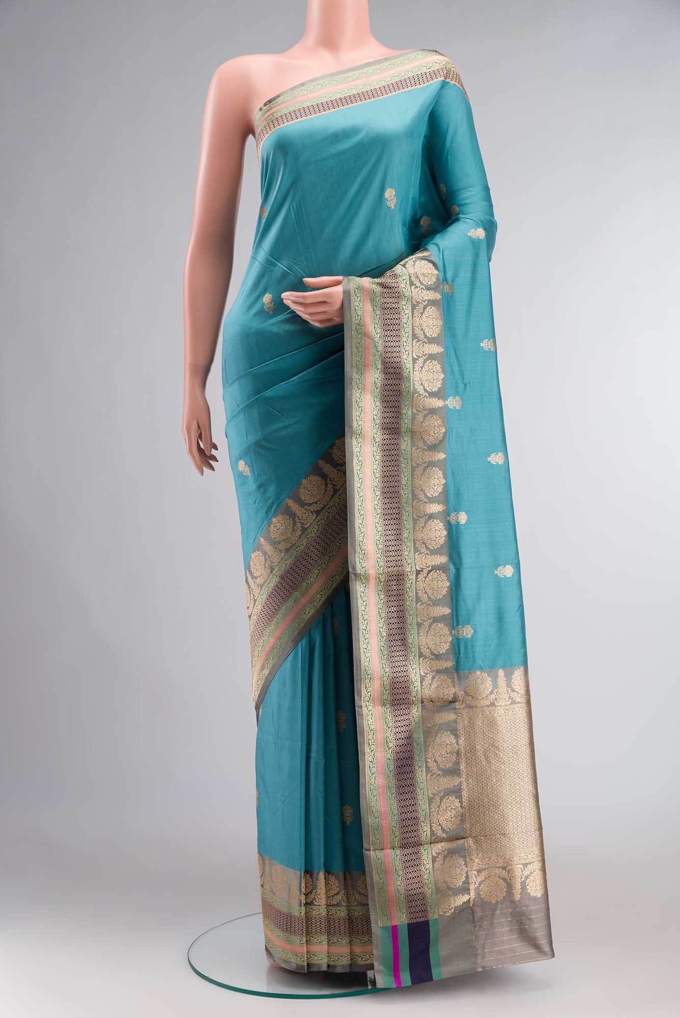 Blue Banarasi Katan Silk Saree