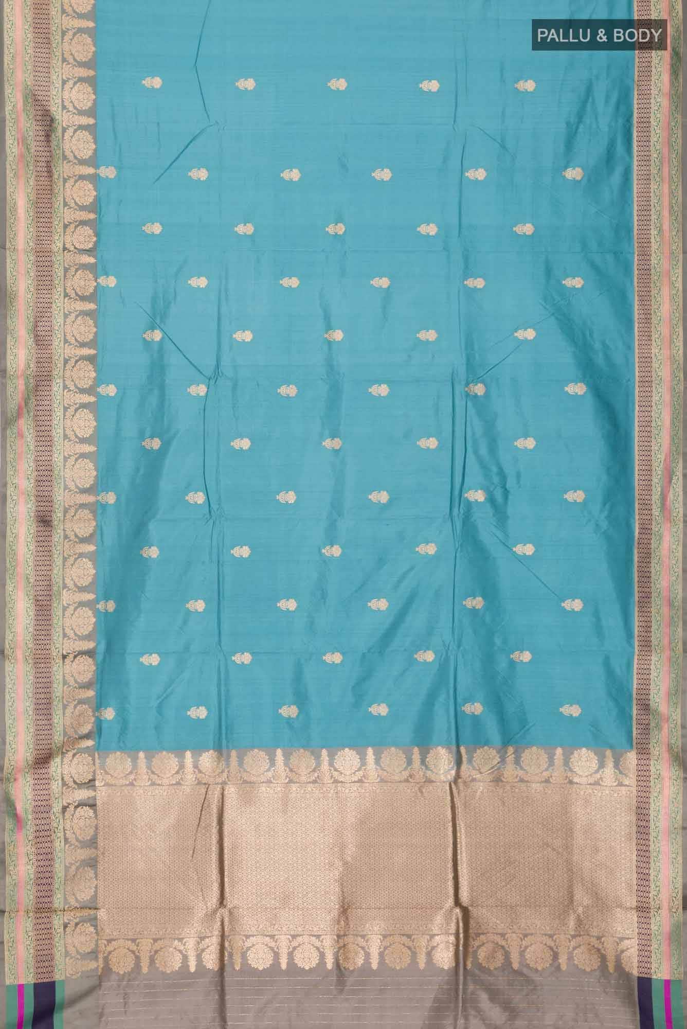 Blue Banarasi Katan Silk Saree