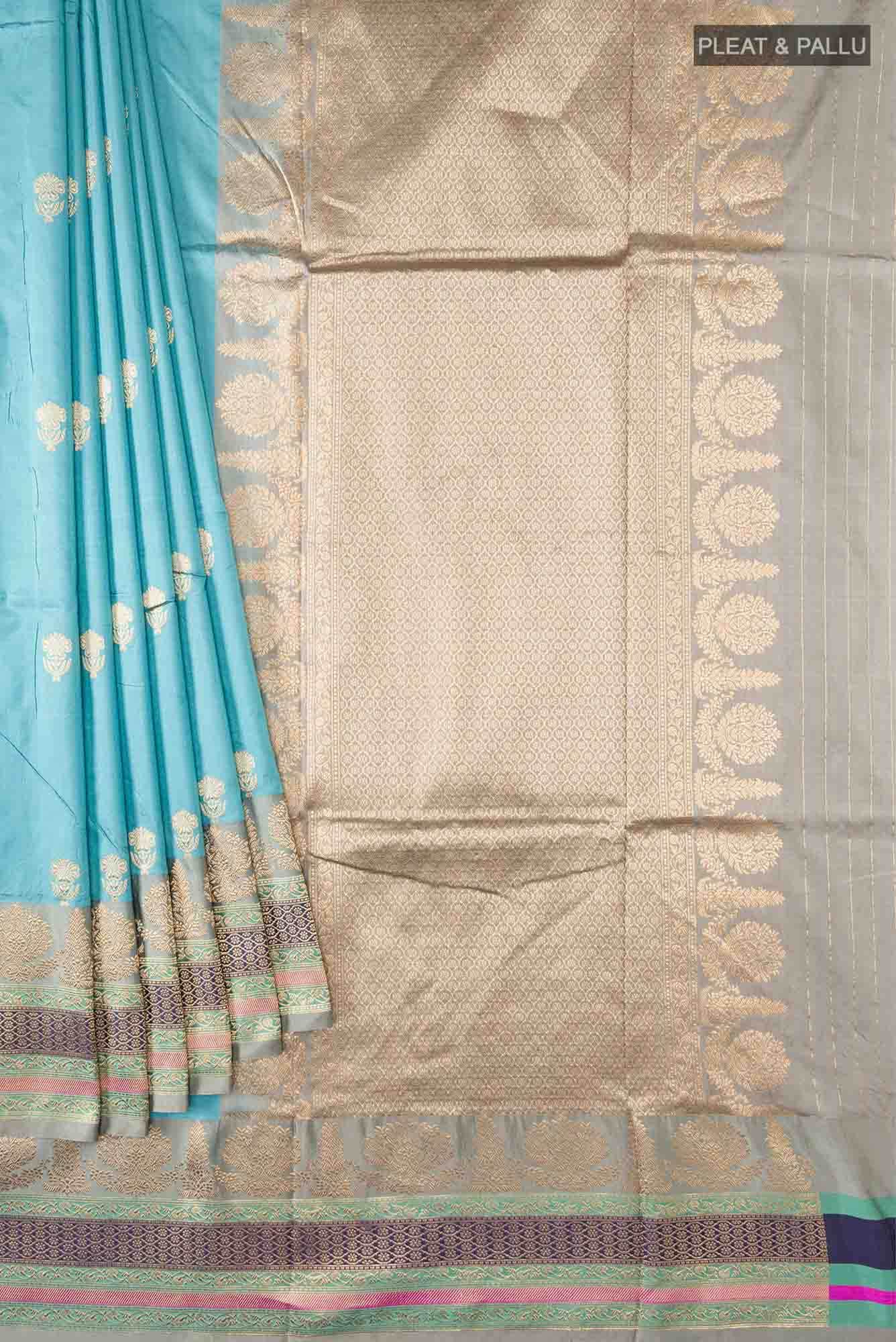 Blue Banarasi Katan Silk Saree