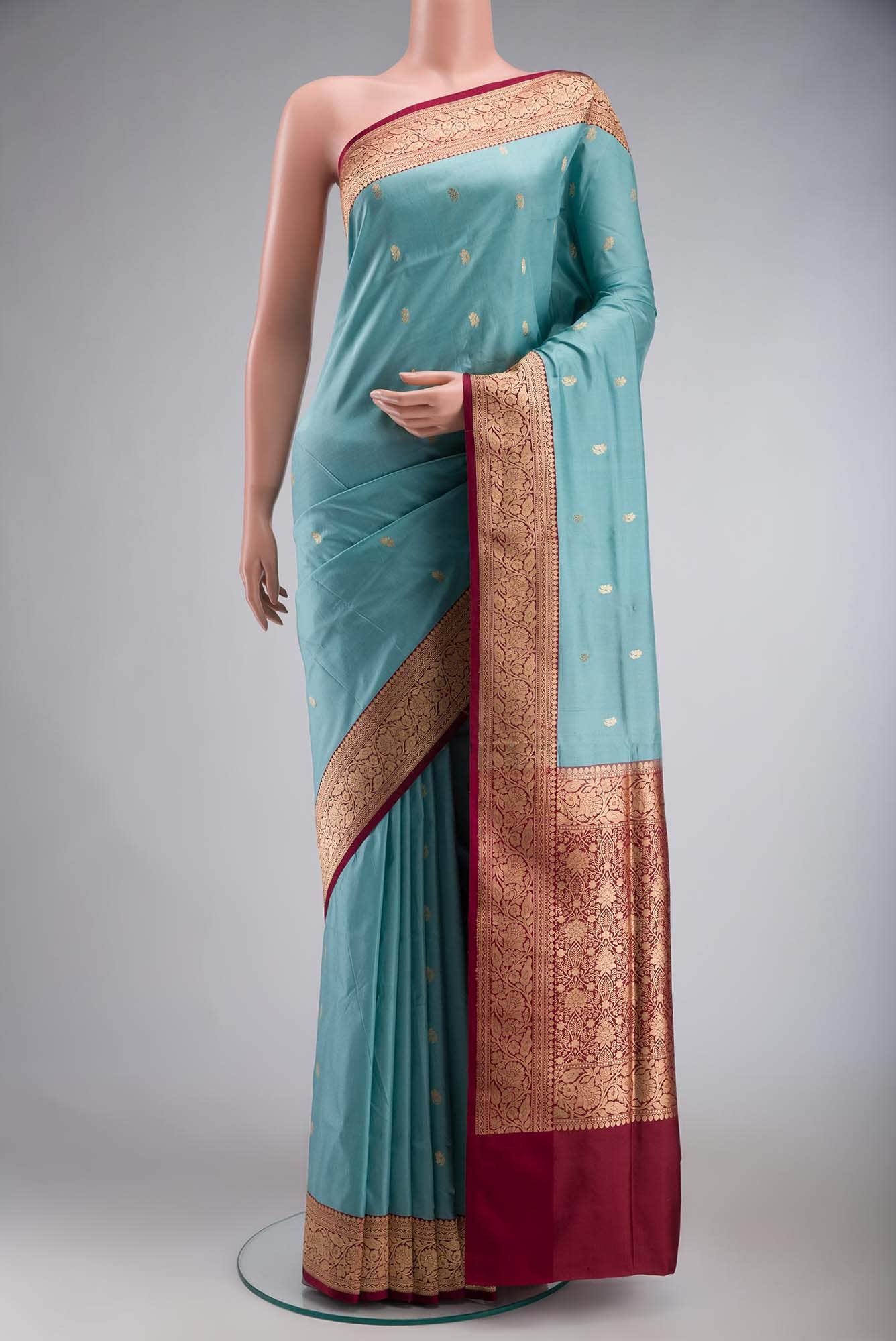 Blue Banarasi Katan Silk Saree