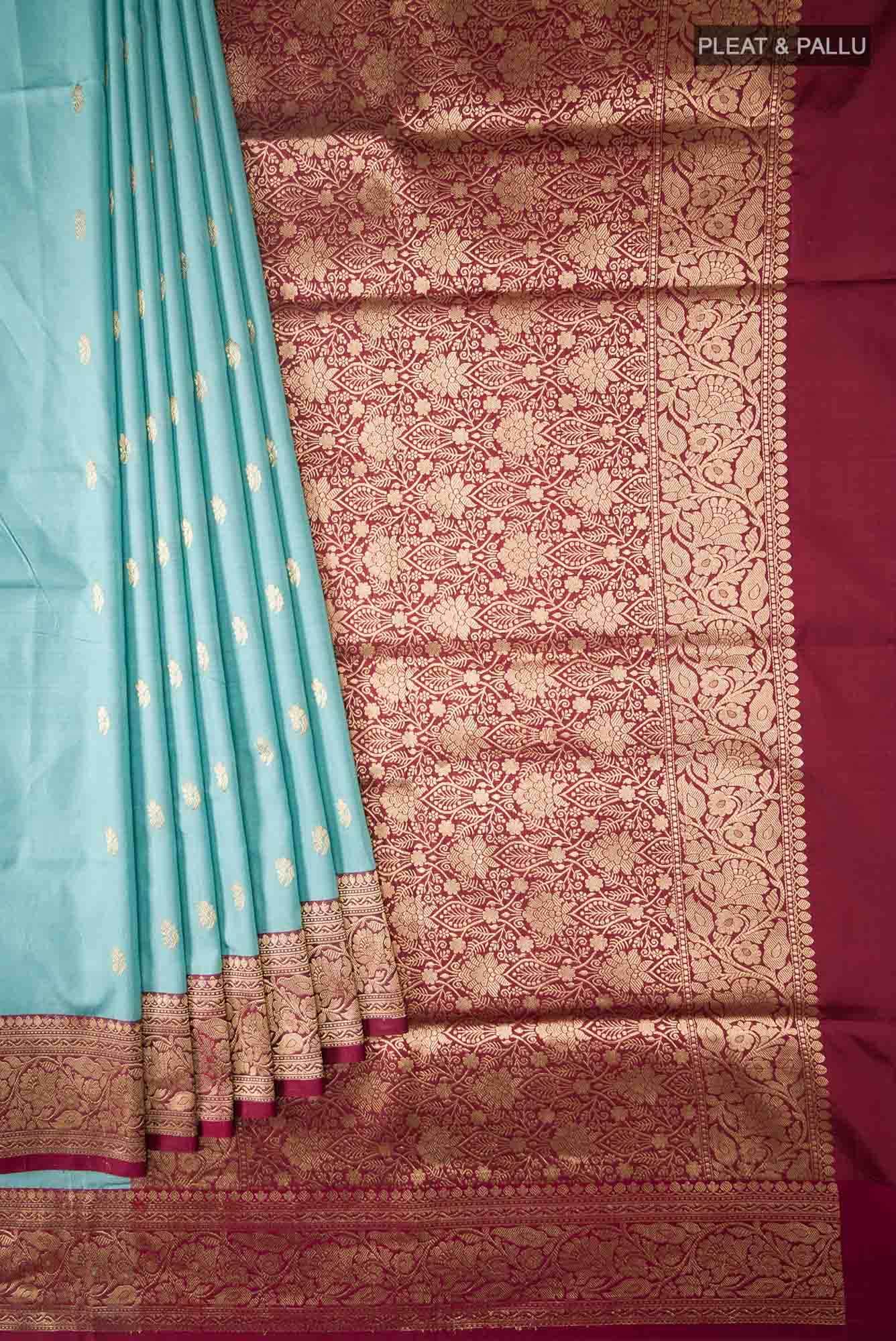 Blue Banarasi Katan Silk Saree
