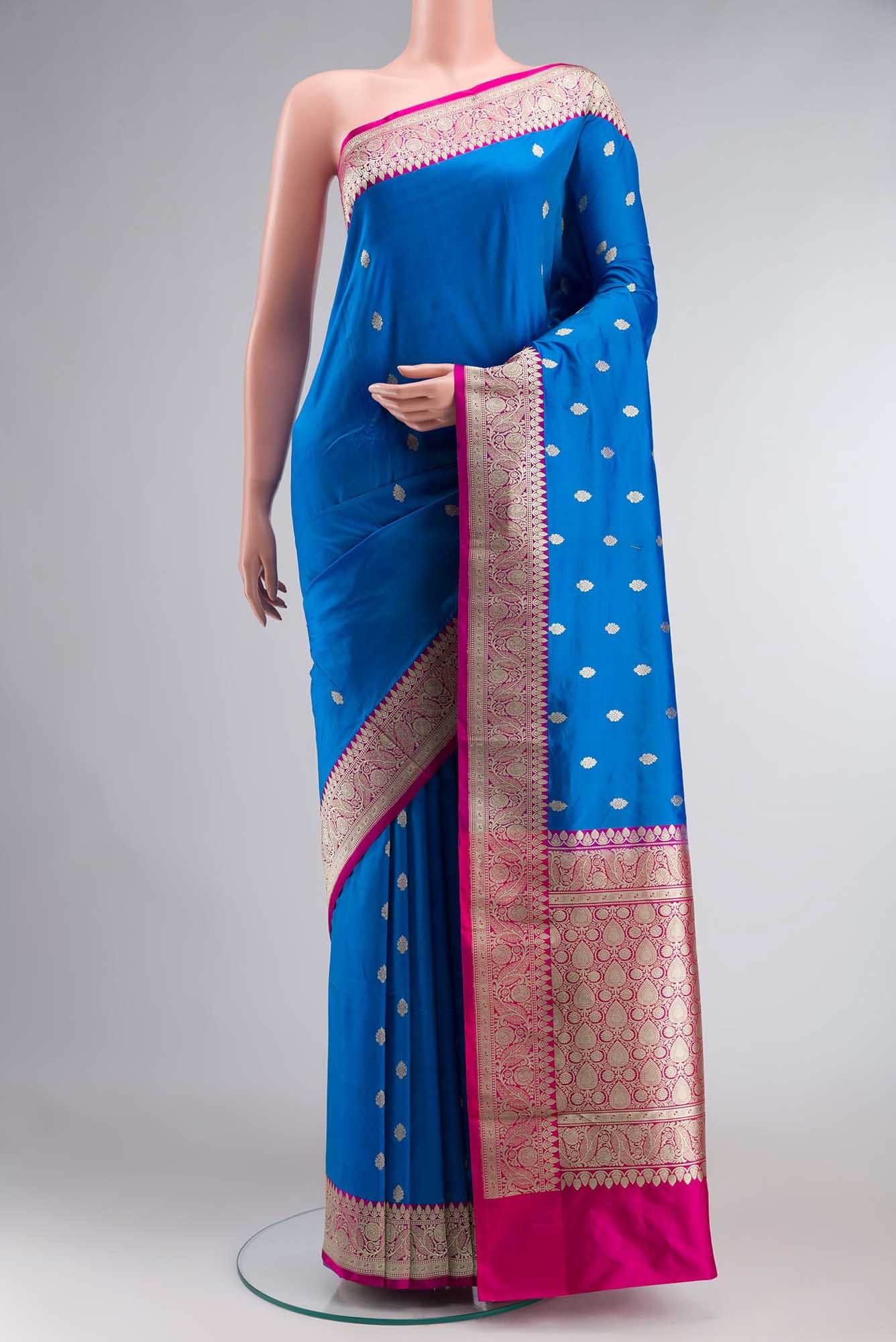 Blue Banarasi Katan Silk Saree
