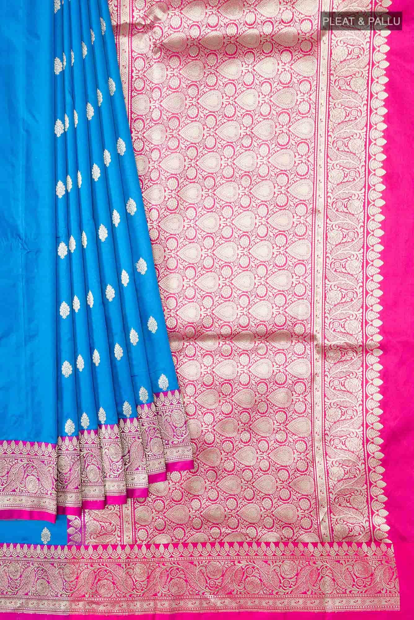 Blue Banarasi Katan Silk Saree