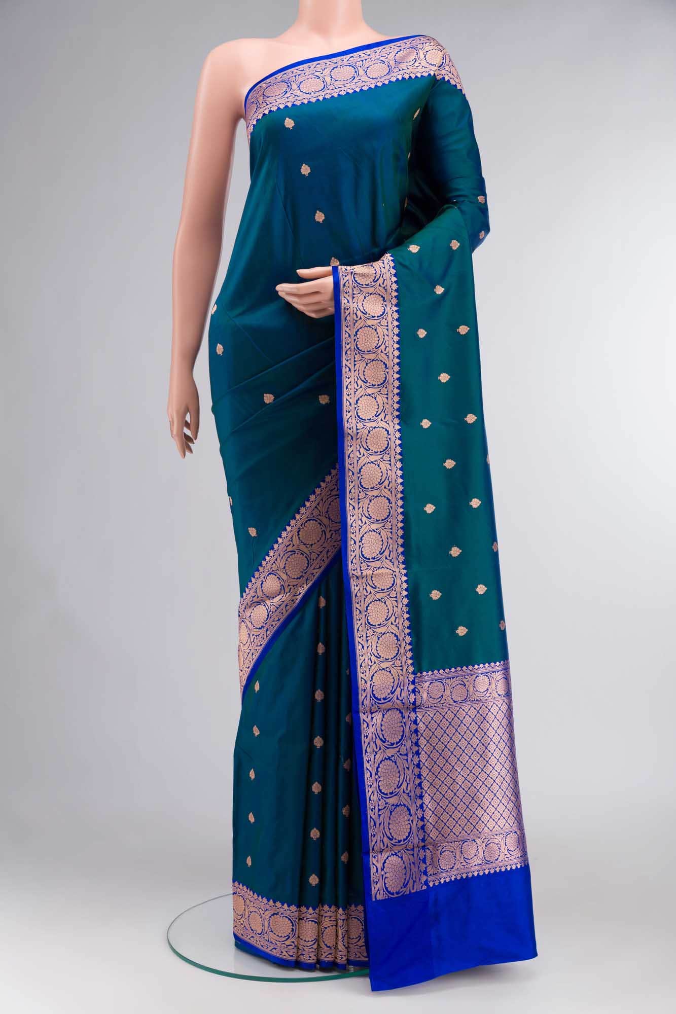 Blue Banarasi Katan Silk Saree