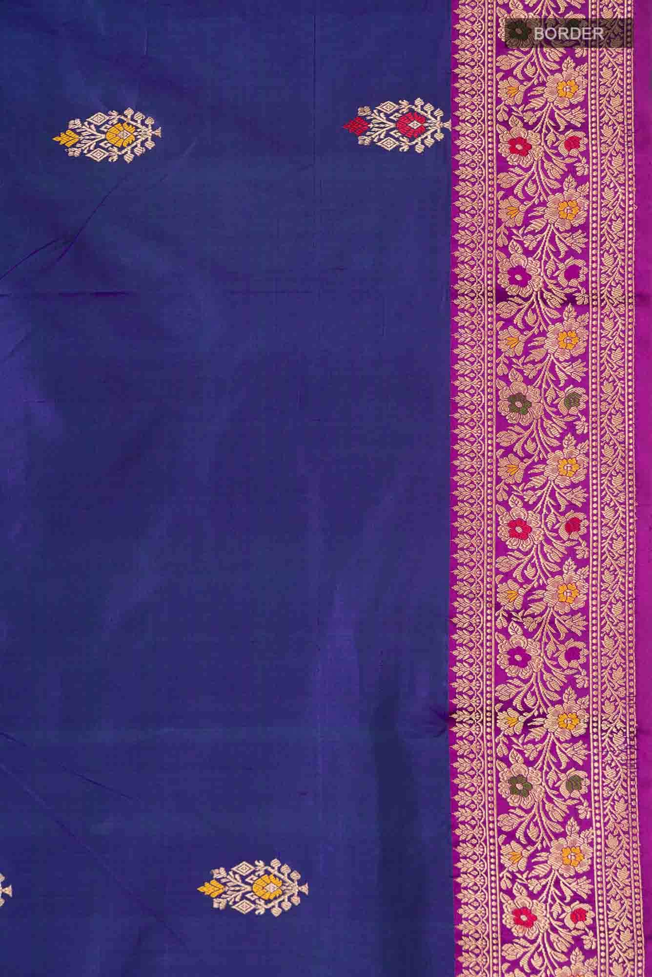 Blue Banarasi Katan Silk Saree