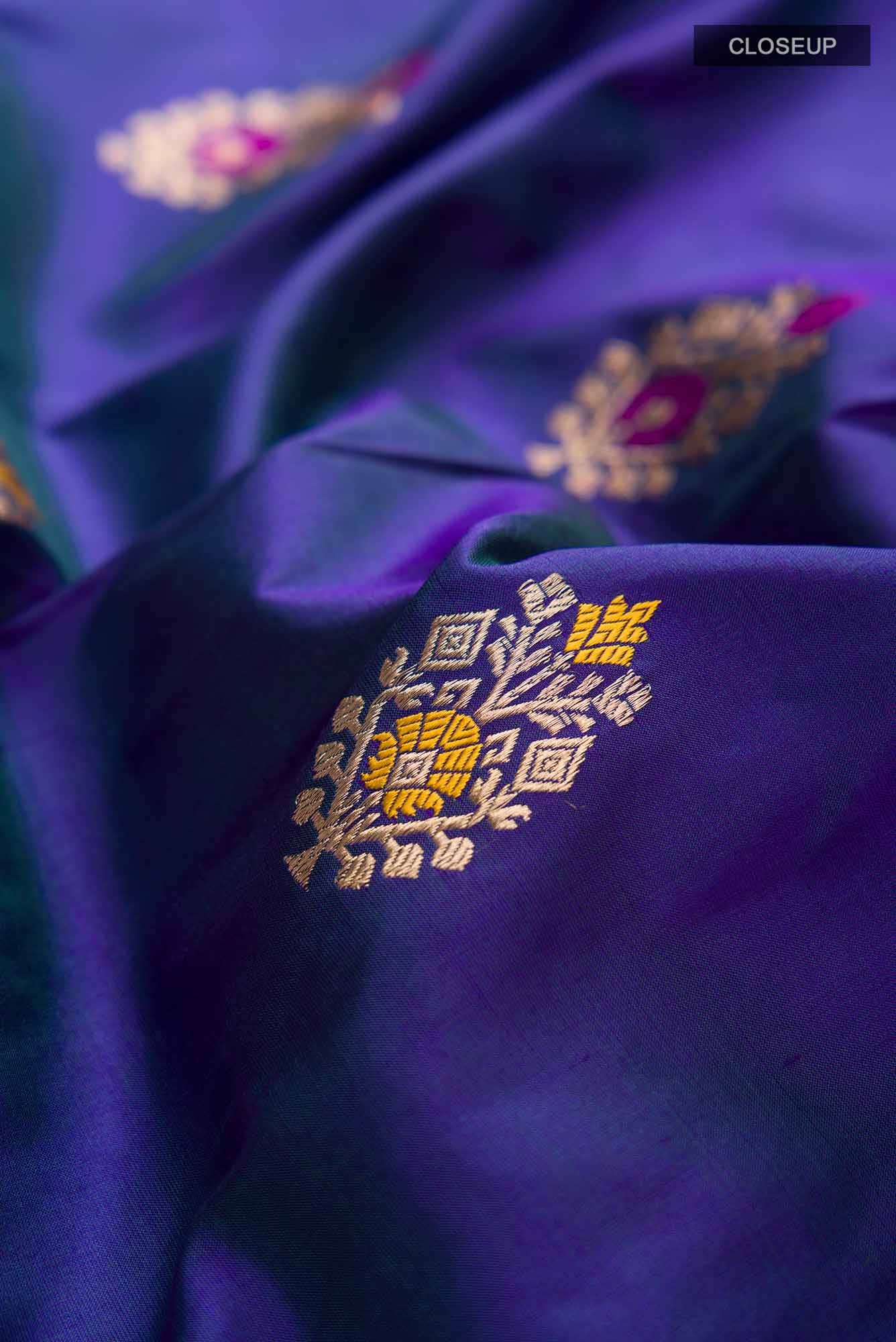 Blue Banarasi Katan Silk Saree