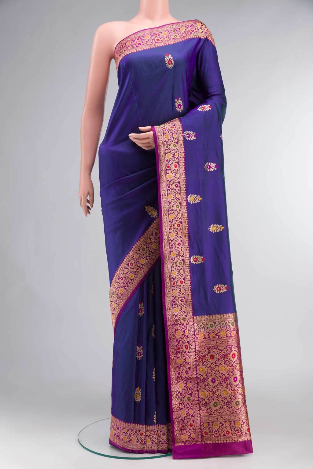 Blue Banarasi Katan Silk Saree