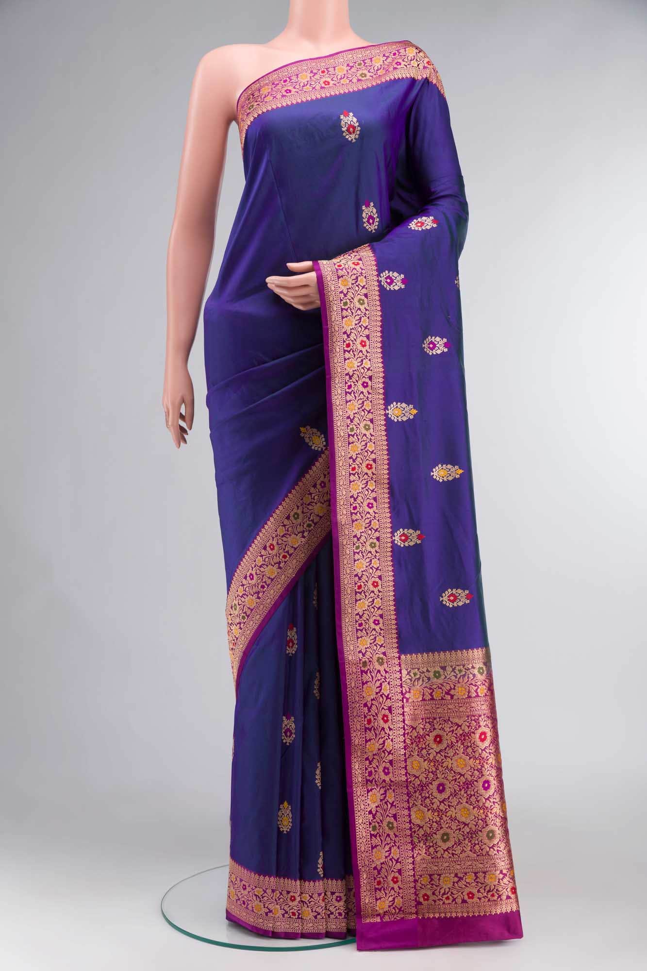 Blue Banarasi Katan Silk Saree