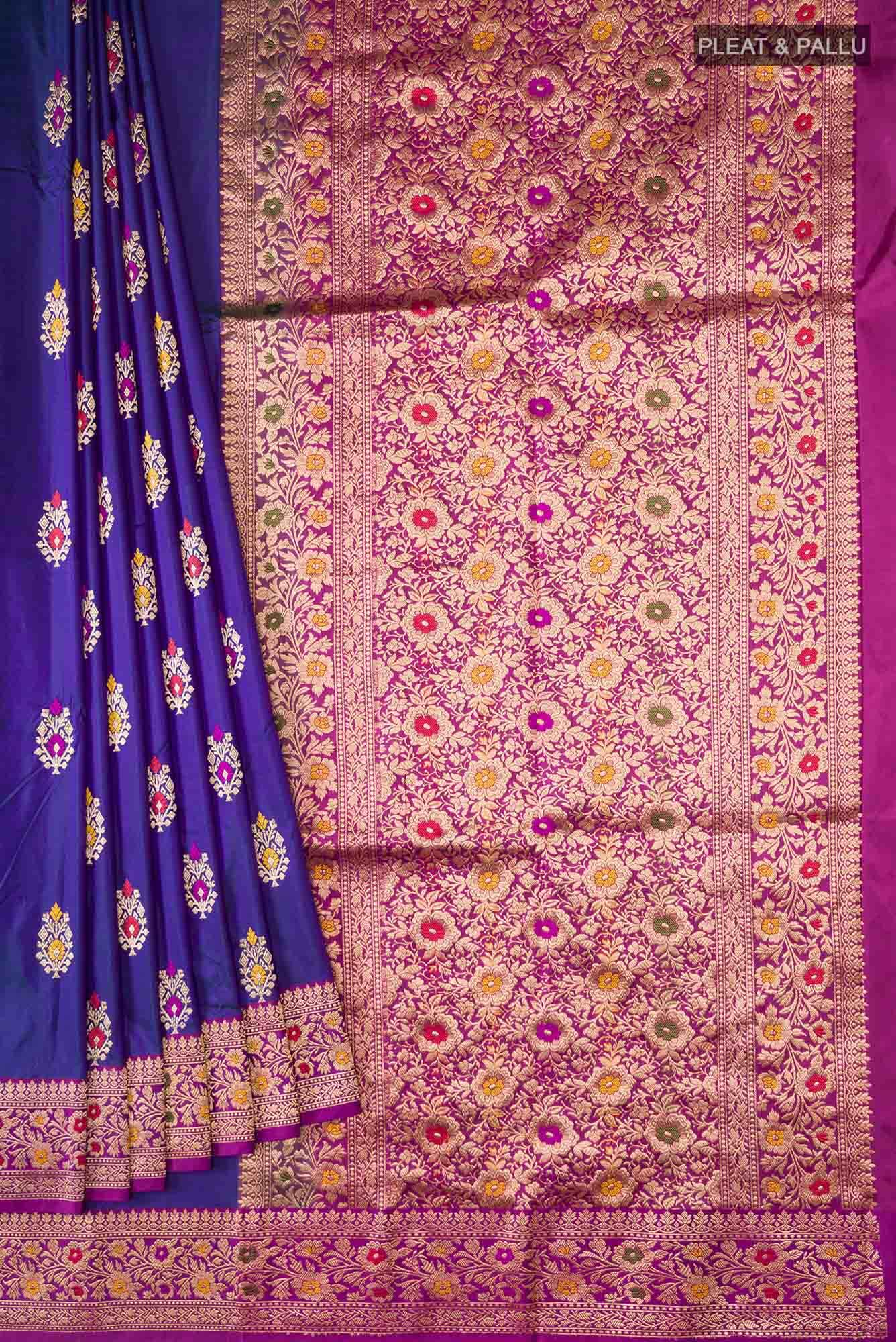 Blue Banarasi Katan Silk Saree