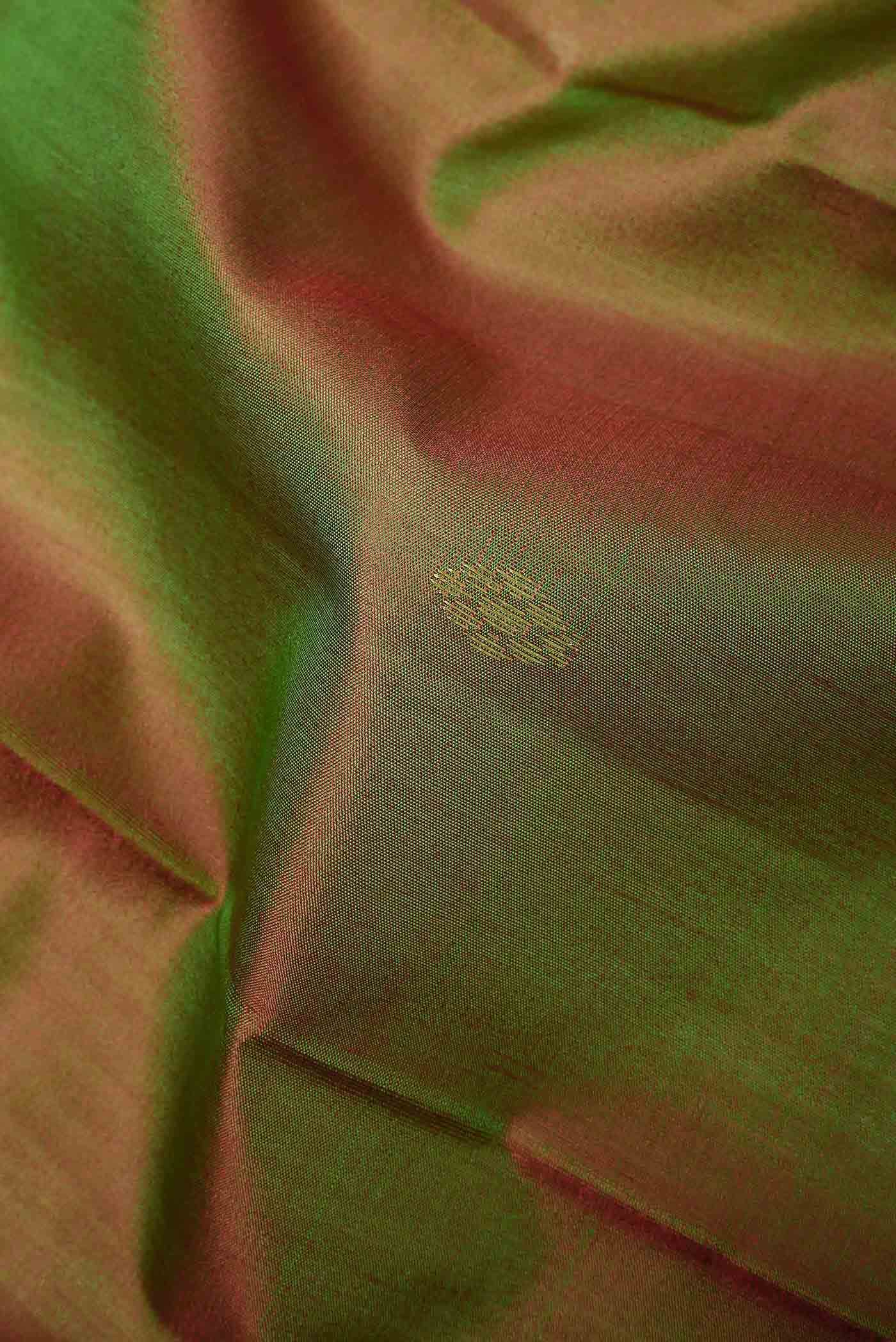 Green with Red Dual Tone Kanchipuram Silk Saree