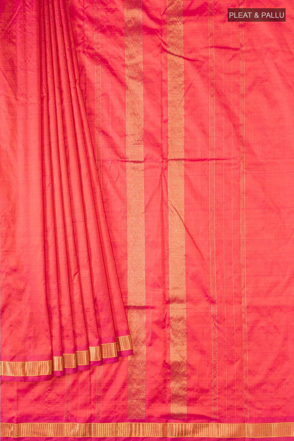 Pink with Orange Dual Tone Kanchipuram Silk Saree