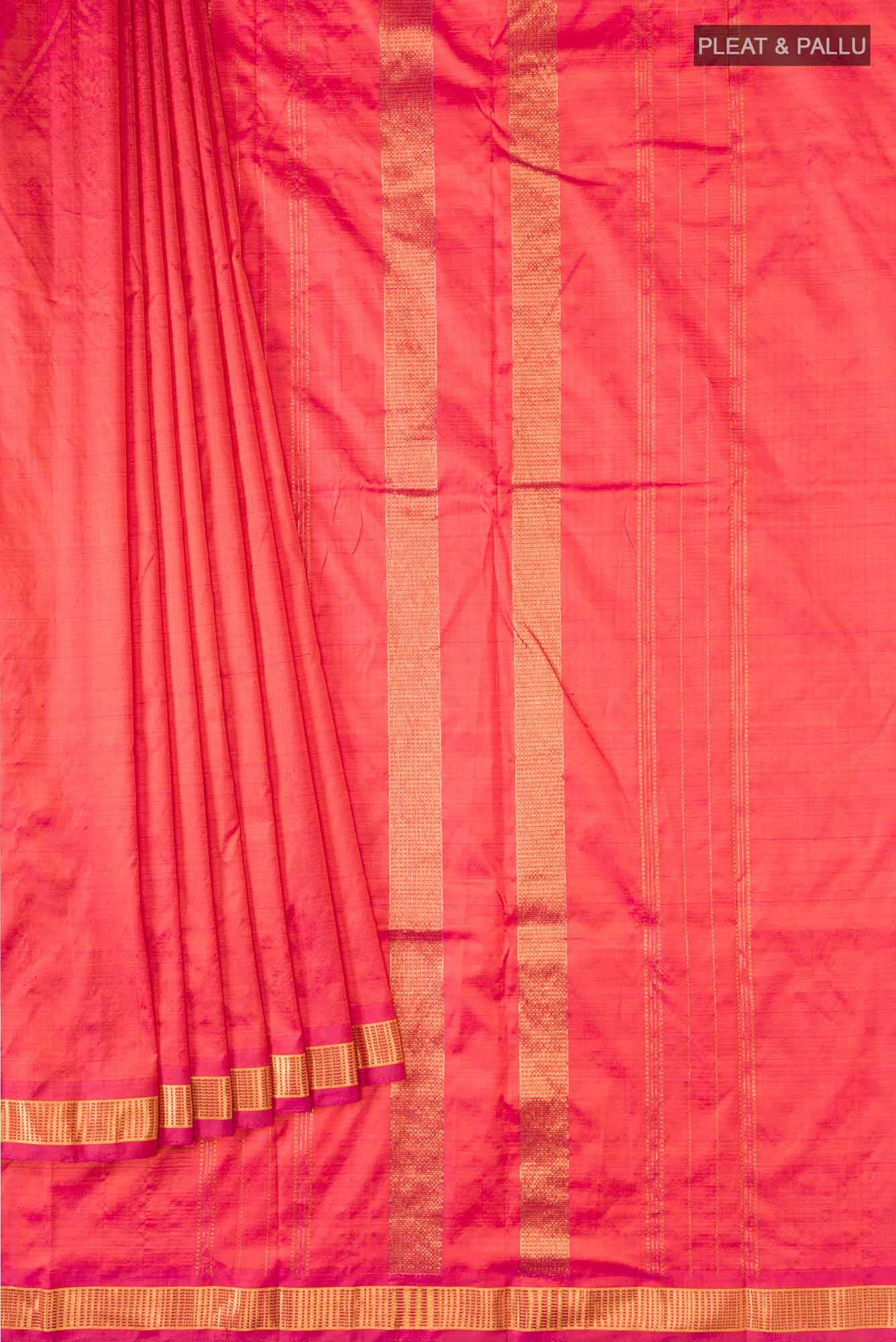 Pink with Orange Dual Tone Kanchipuram Silk Saree