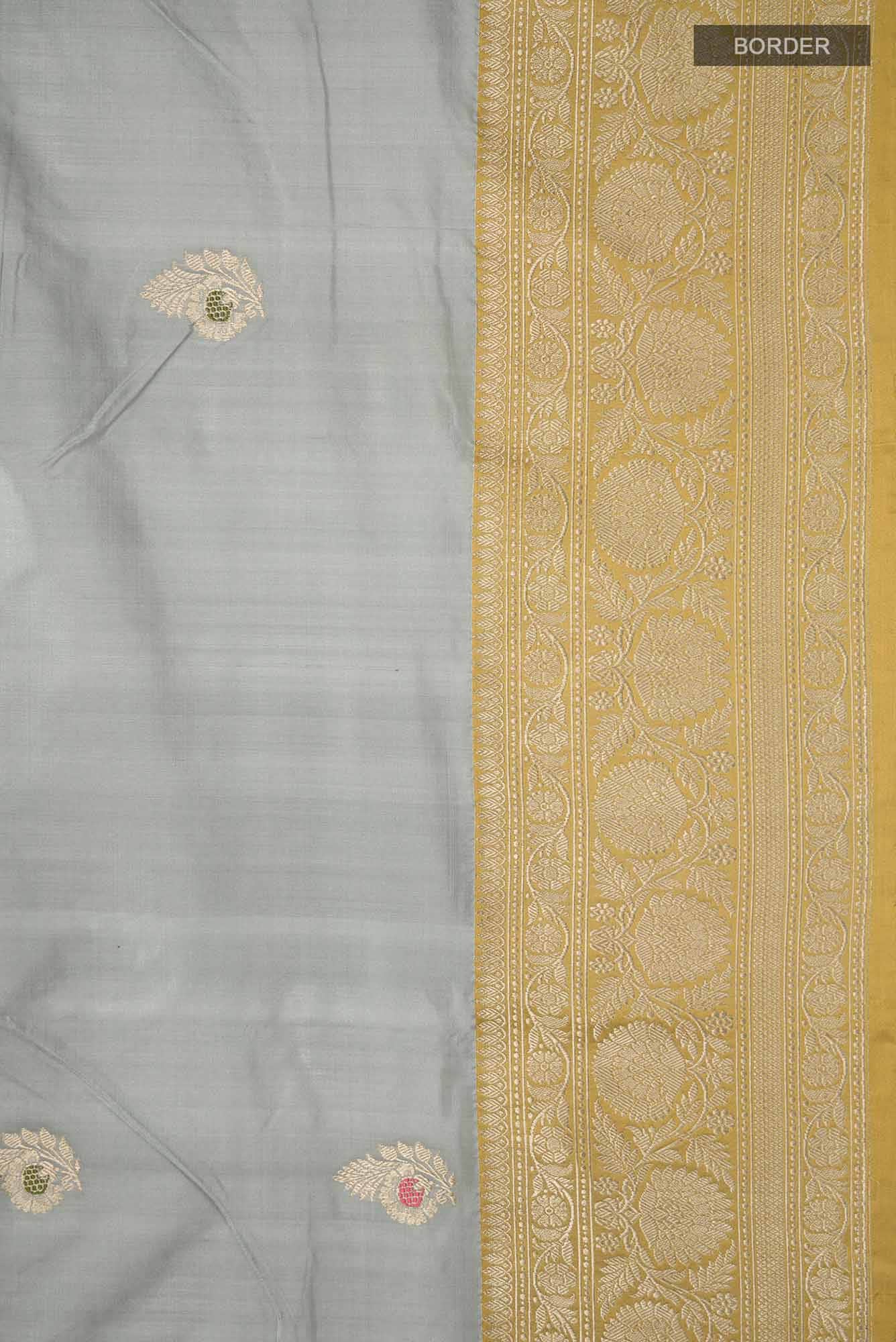 Grey Banarasi Katan Silk Saree