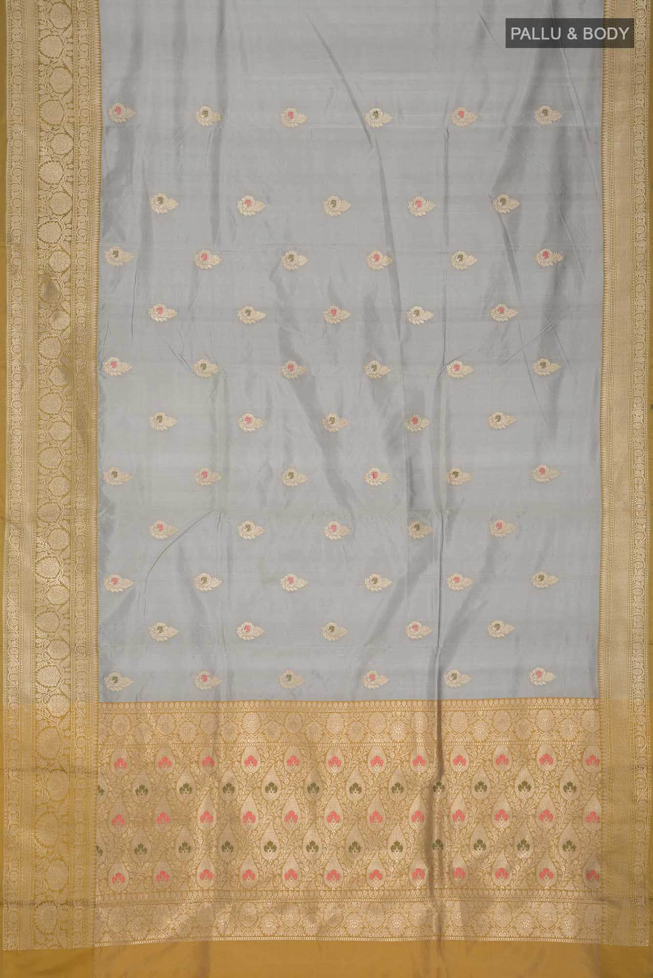 Grey Banarasi Katan Silk Saree