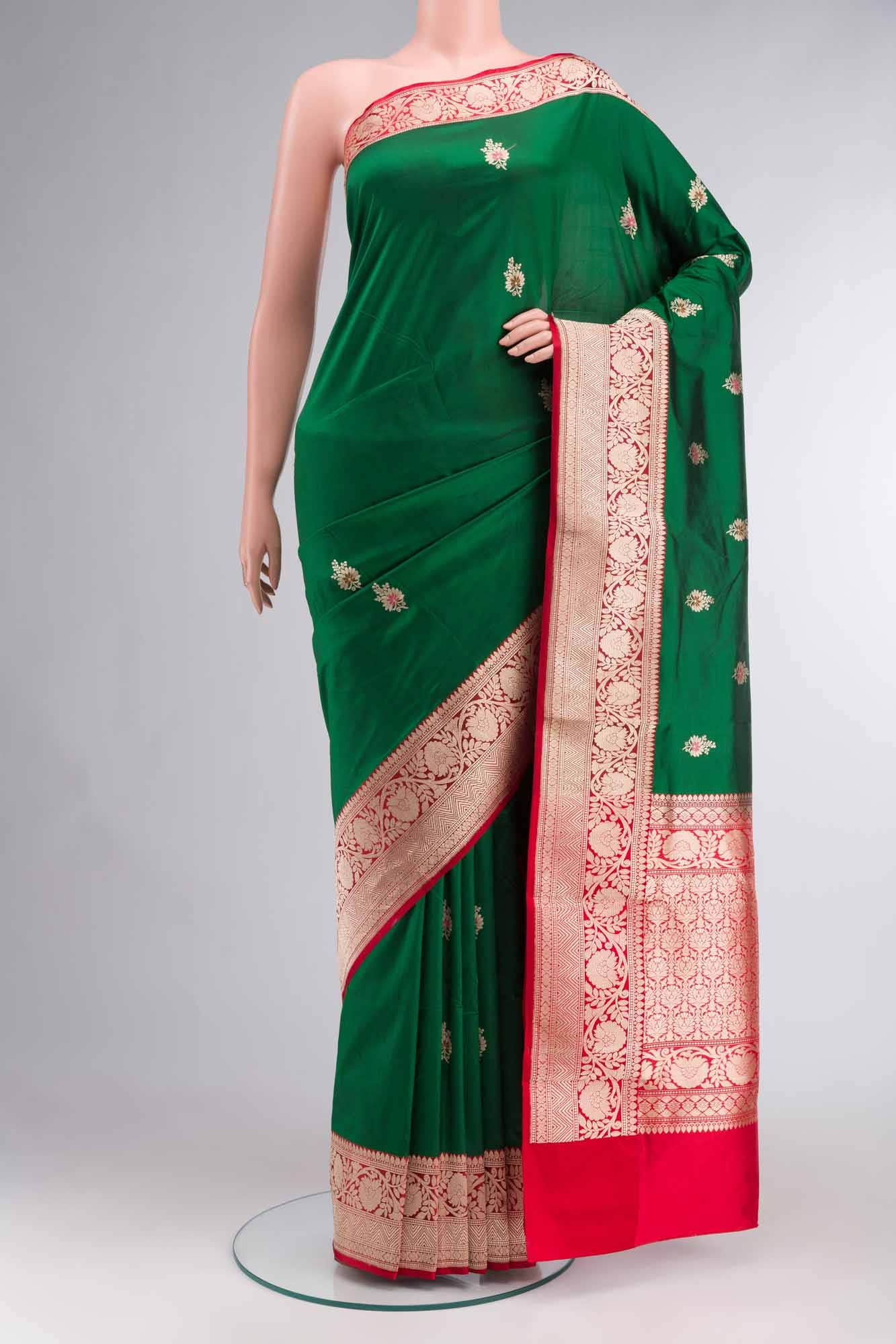 Green Banarasi Katan Silk Saree