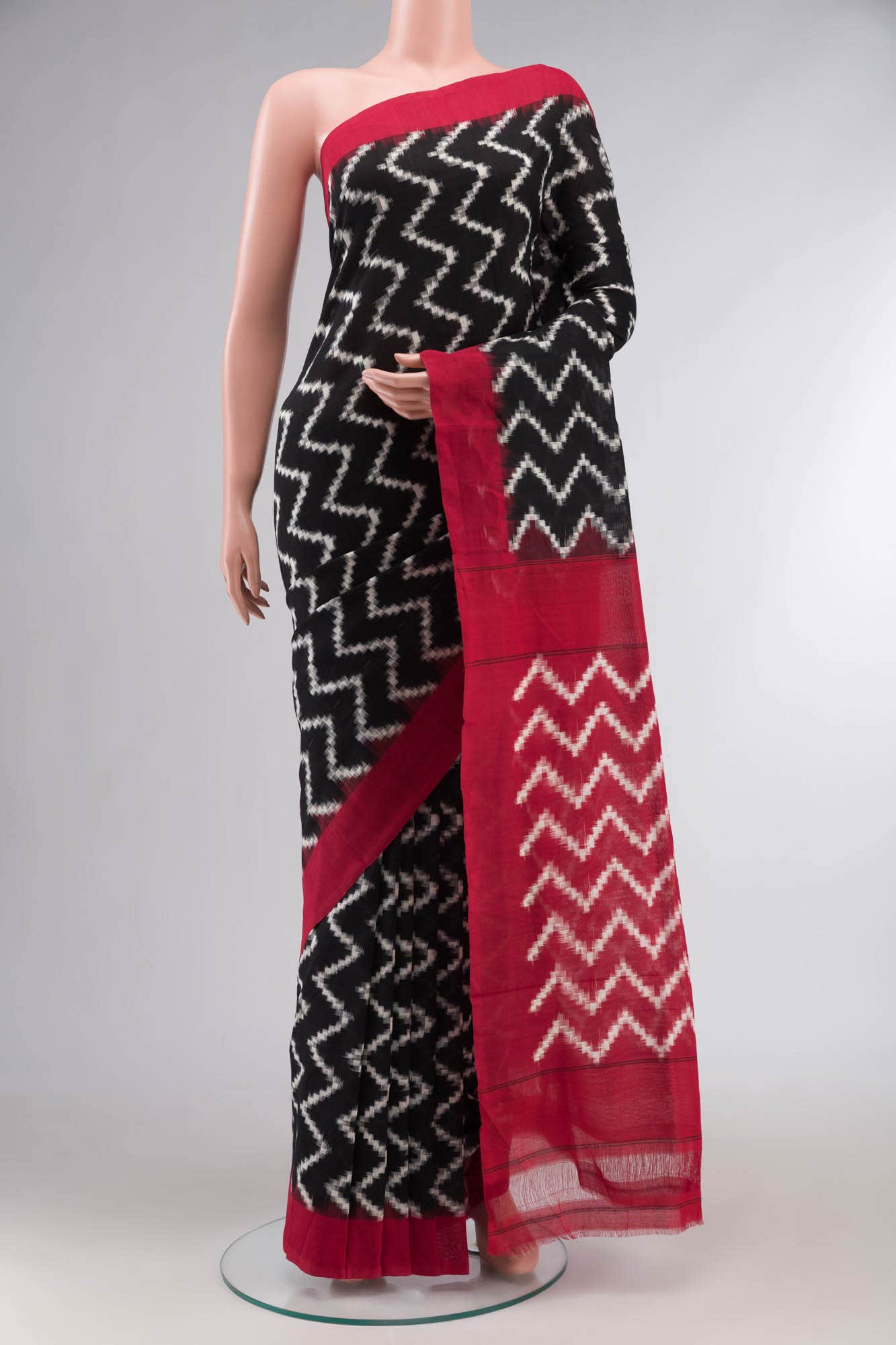 Black Pochampally Cotton Saree