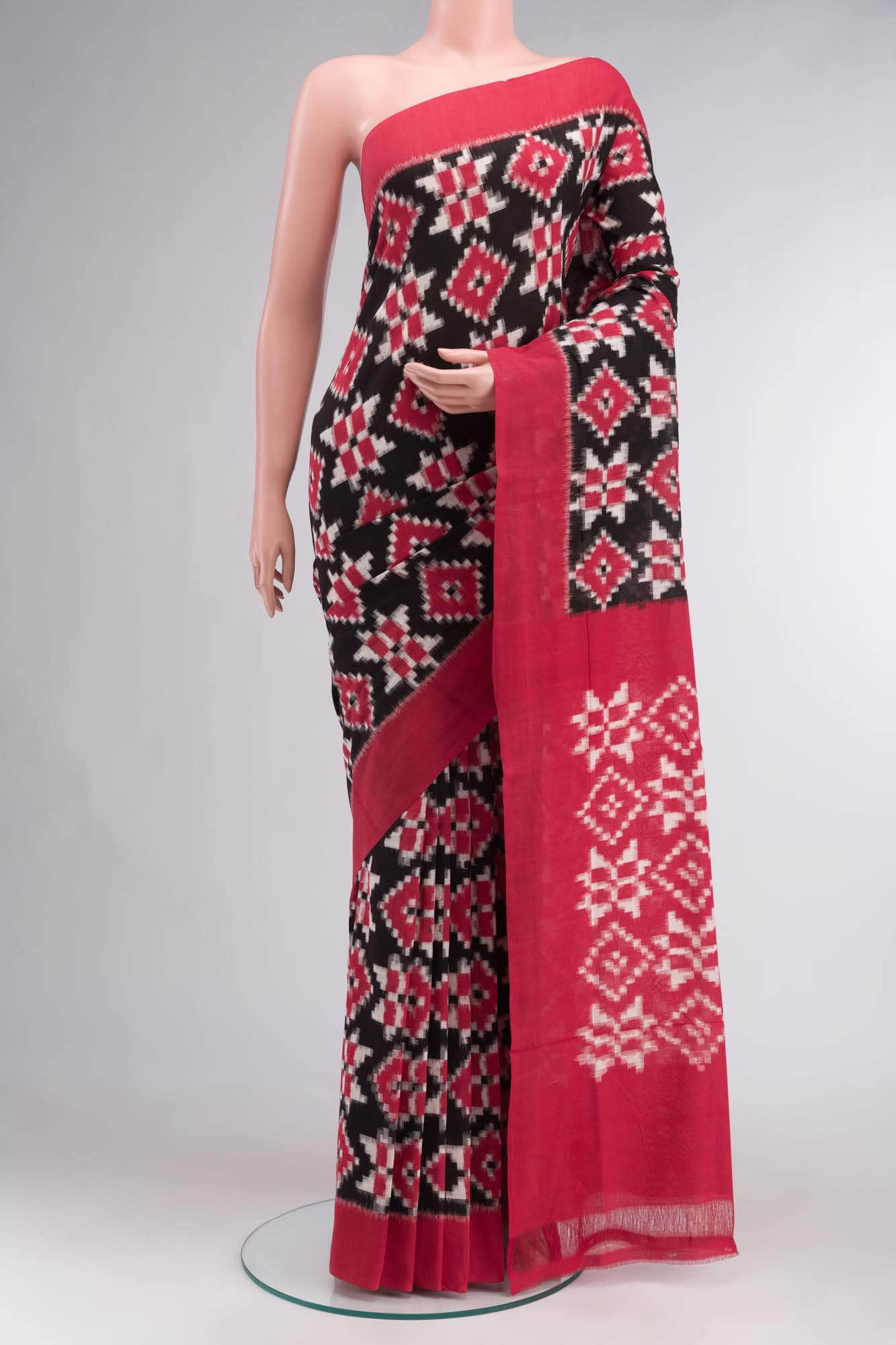 Black Pochampally Cotton Saree