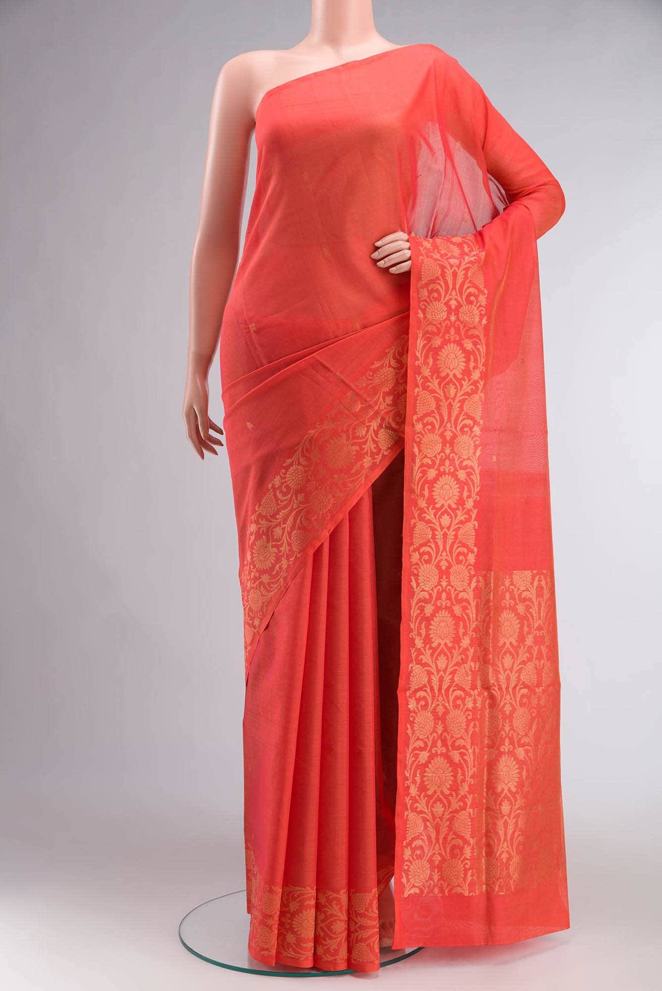 Orange Silk Cotton Saree