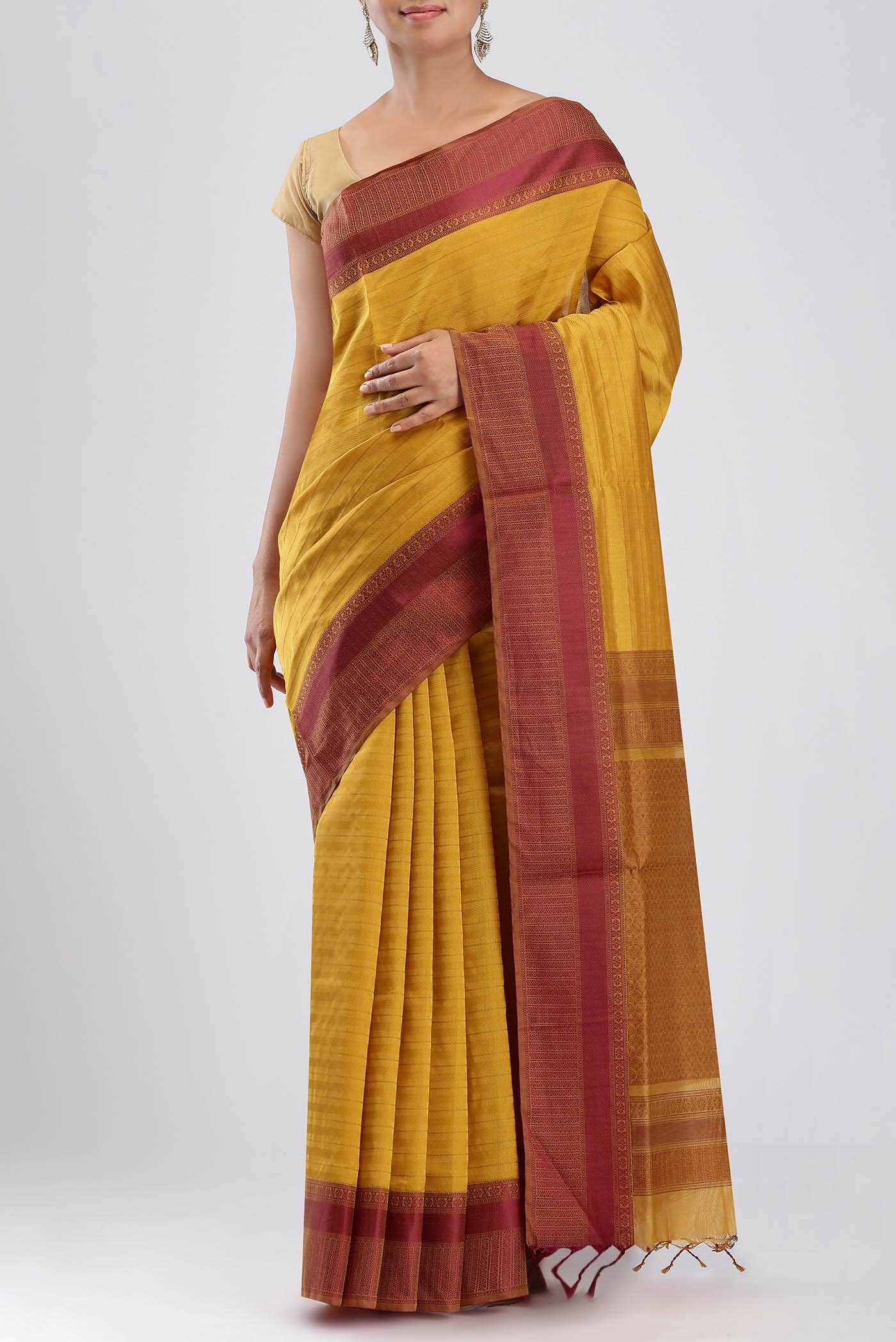 Mustard Silk Cotton Saree