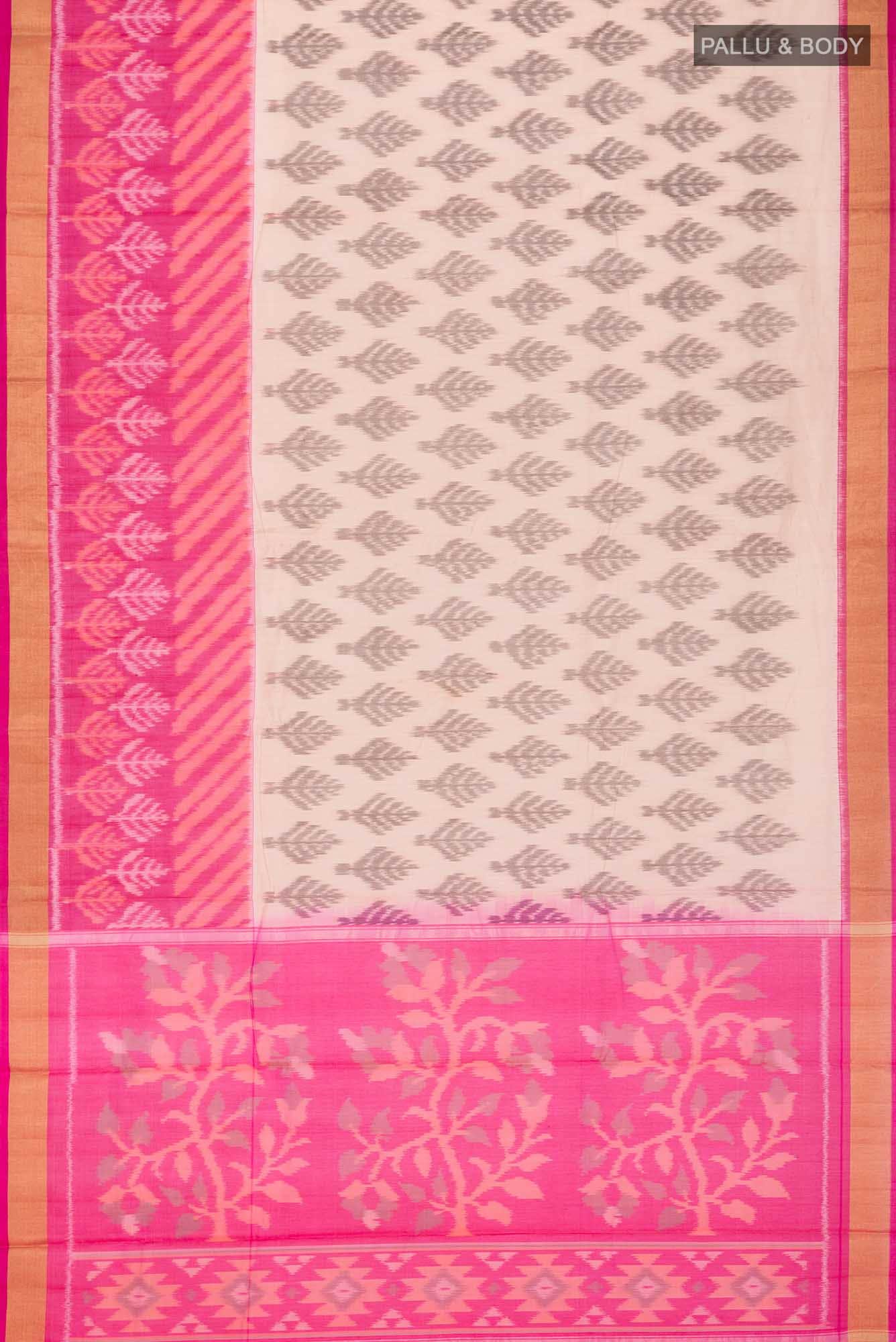 Beige Silk Cotton Saree
