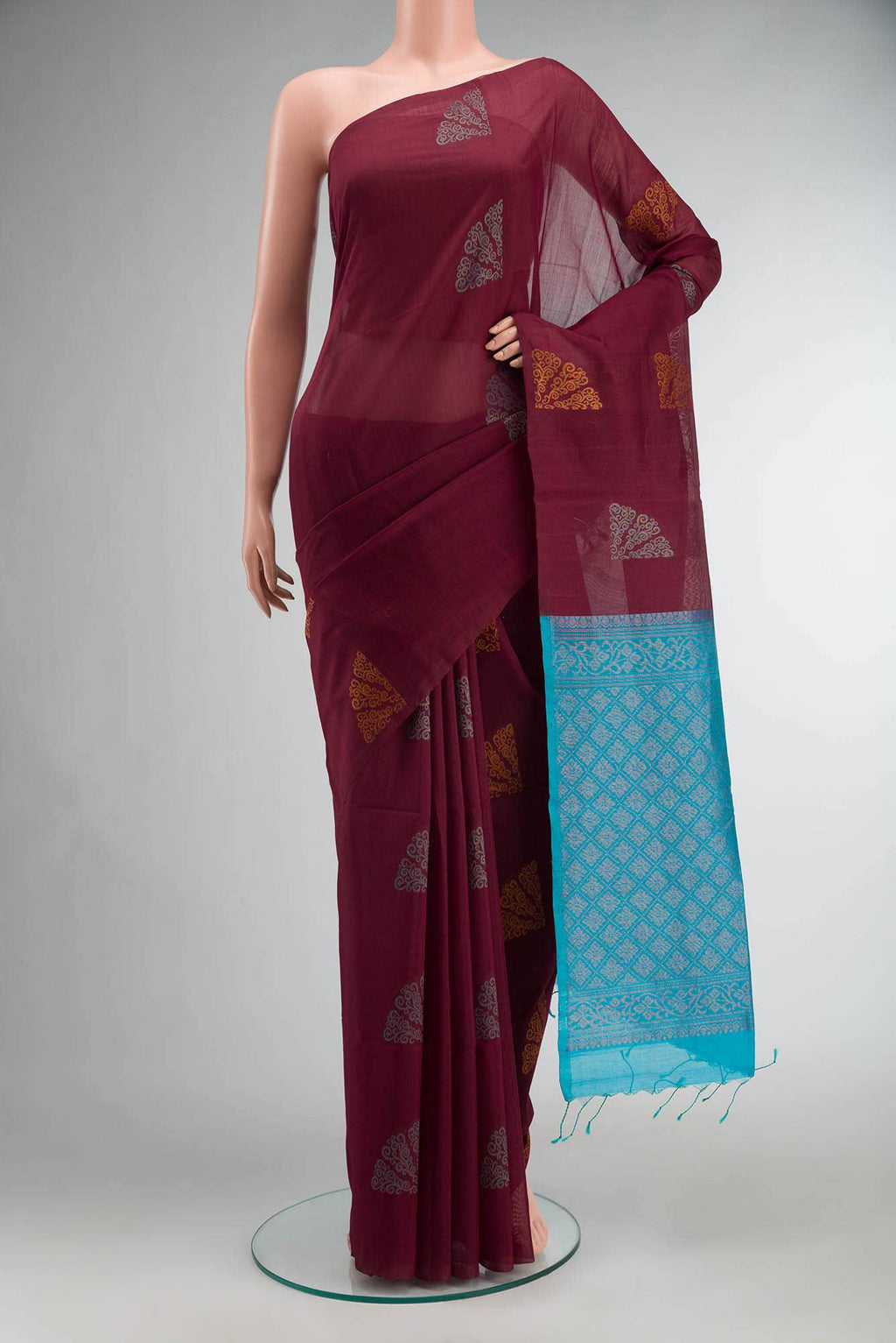 Brown Silk Cotton Saree