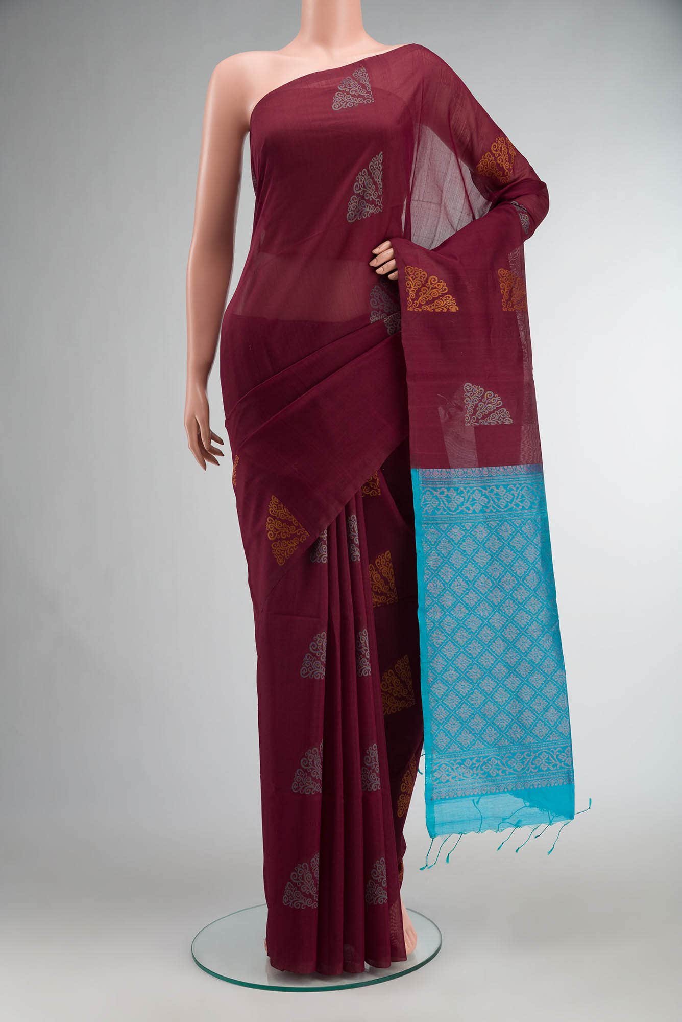 Brown Silk Cotton Saree