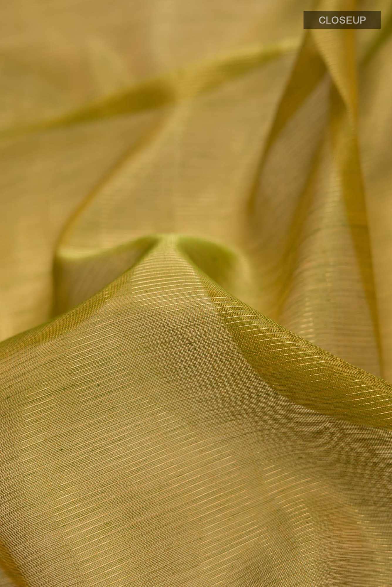 Green with yellow Dual Tone Silk Cotton Saree