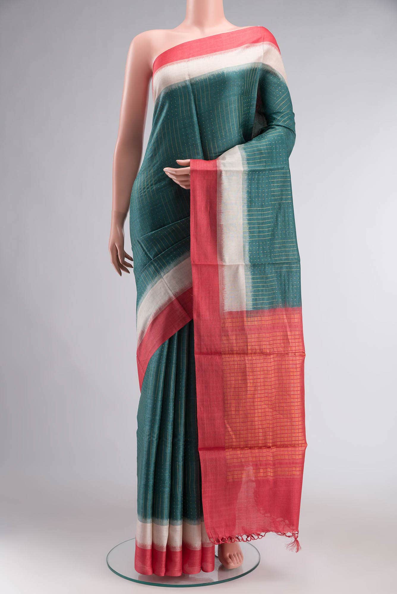 Green Banarasi Tussar Silk Saree