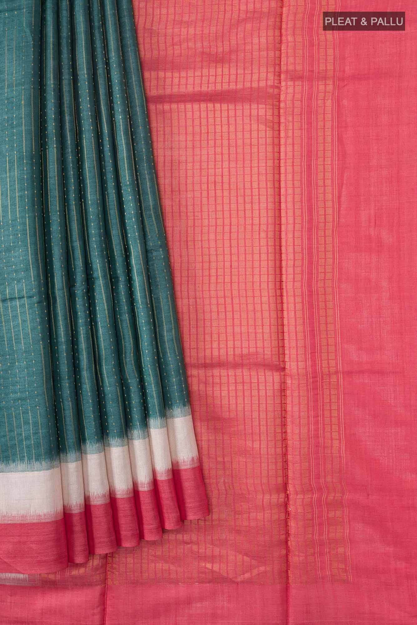 Green Banarasi Tussar Silk Saree