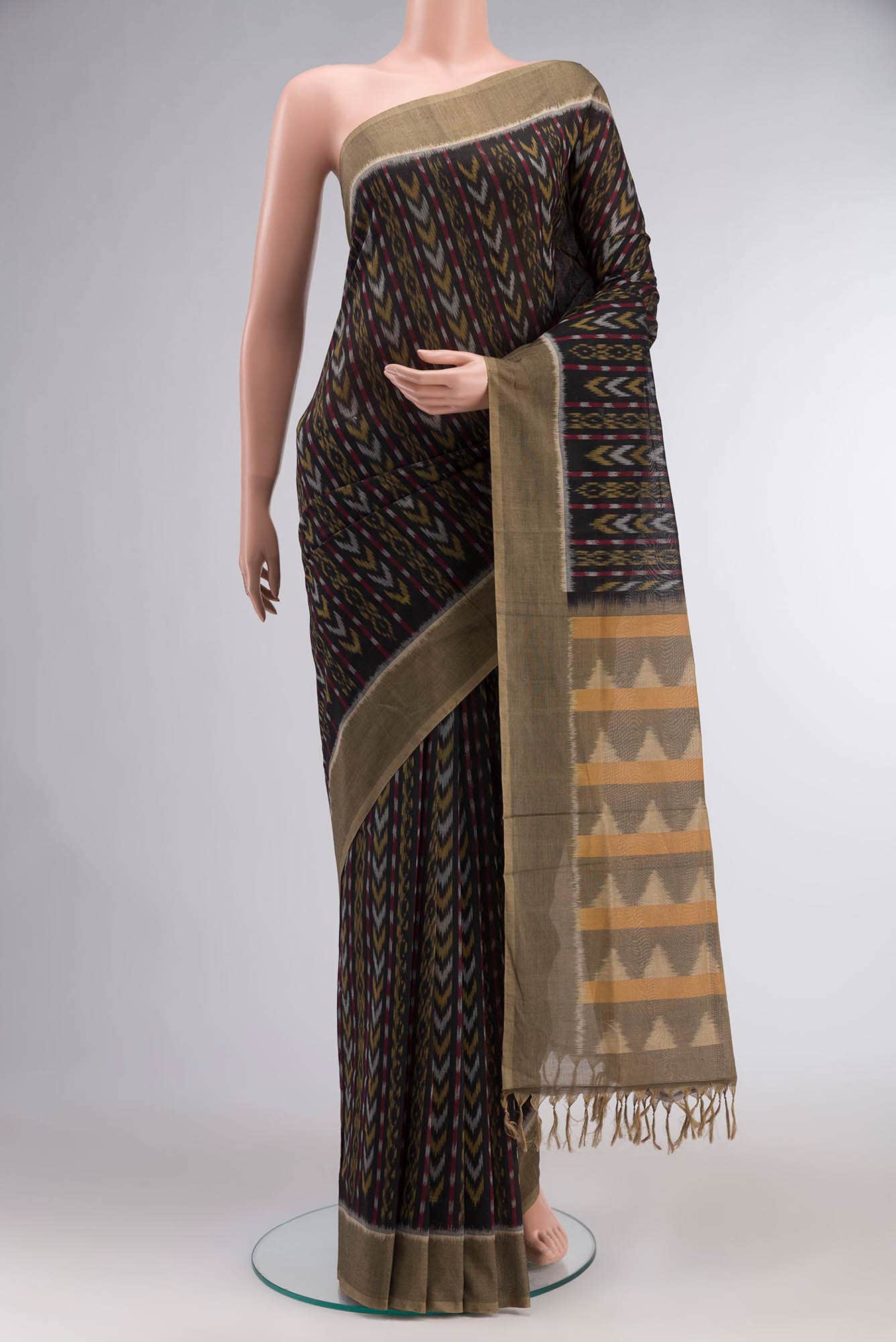 Black Pochampally Cotton Saree