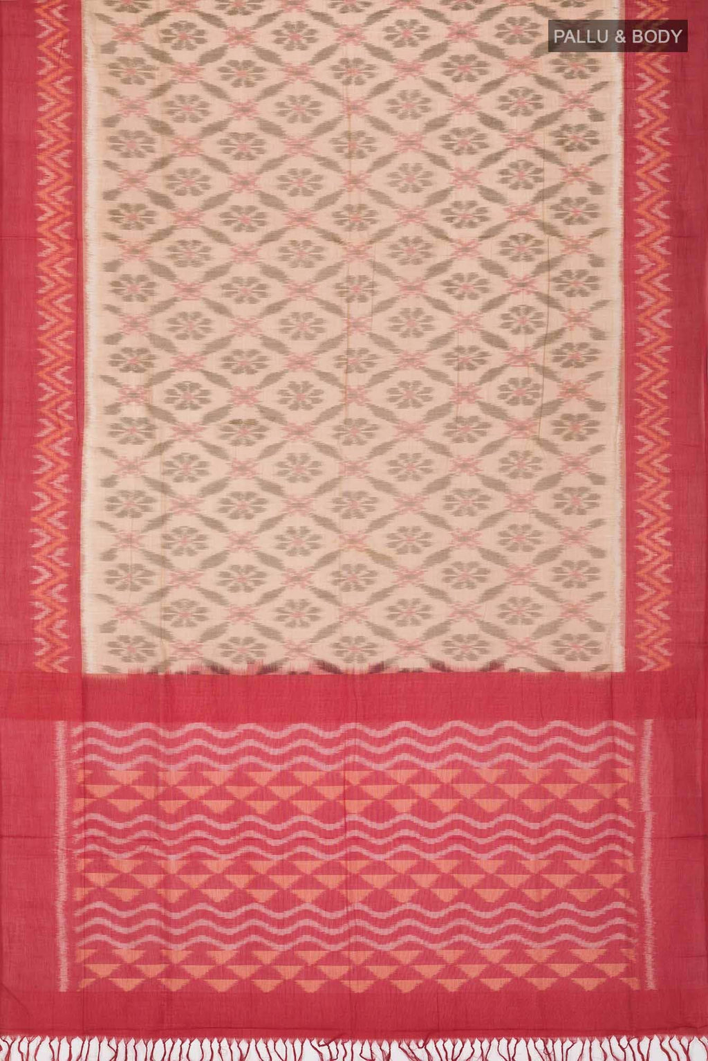 Beige Pochampally Cotton Saree