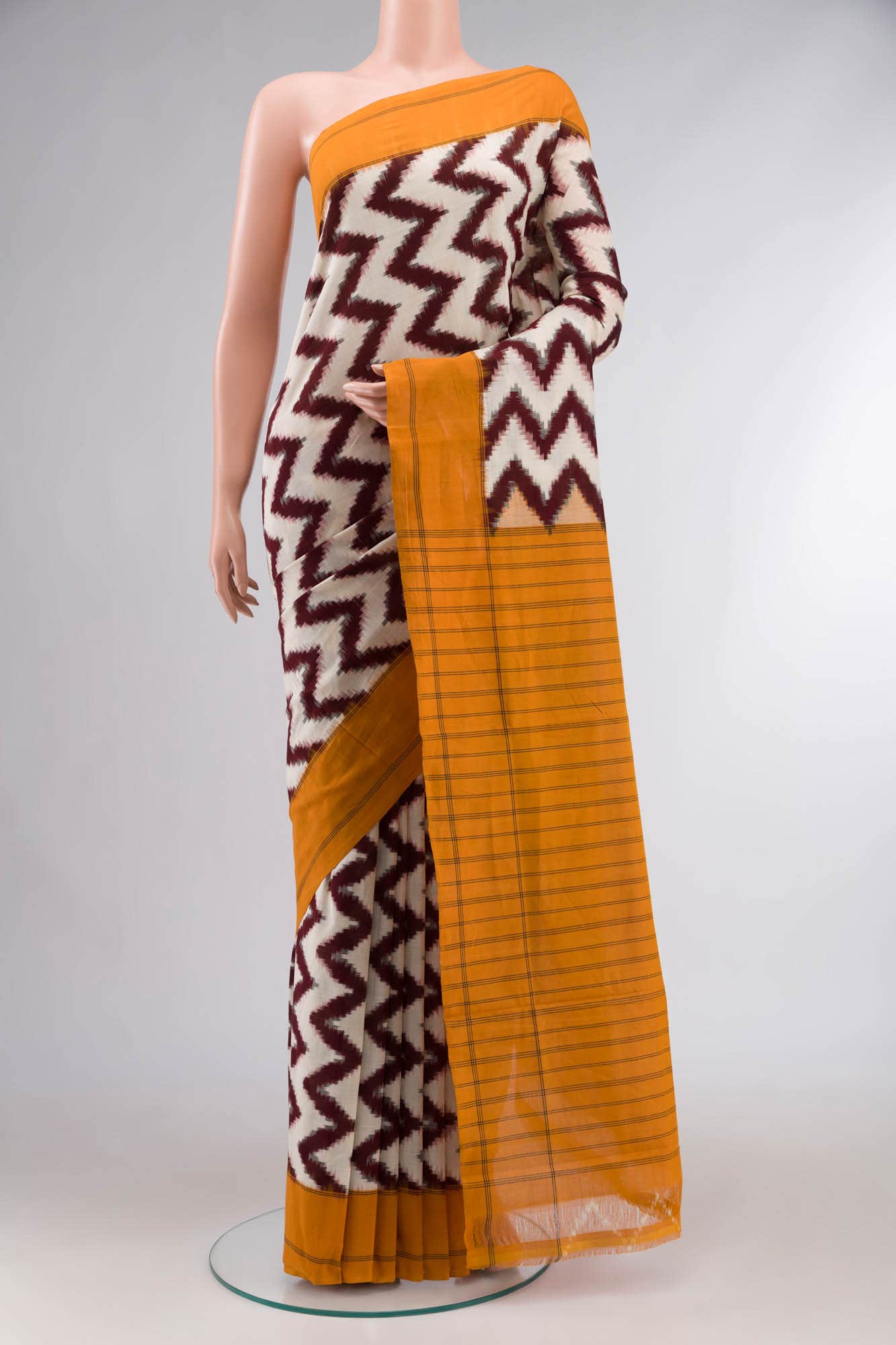 Cream Pochampally Cotton Saree