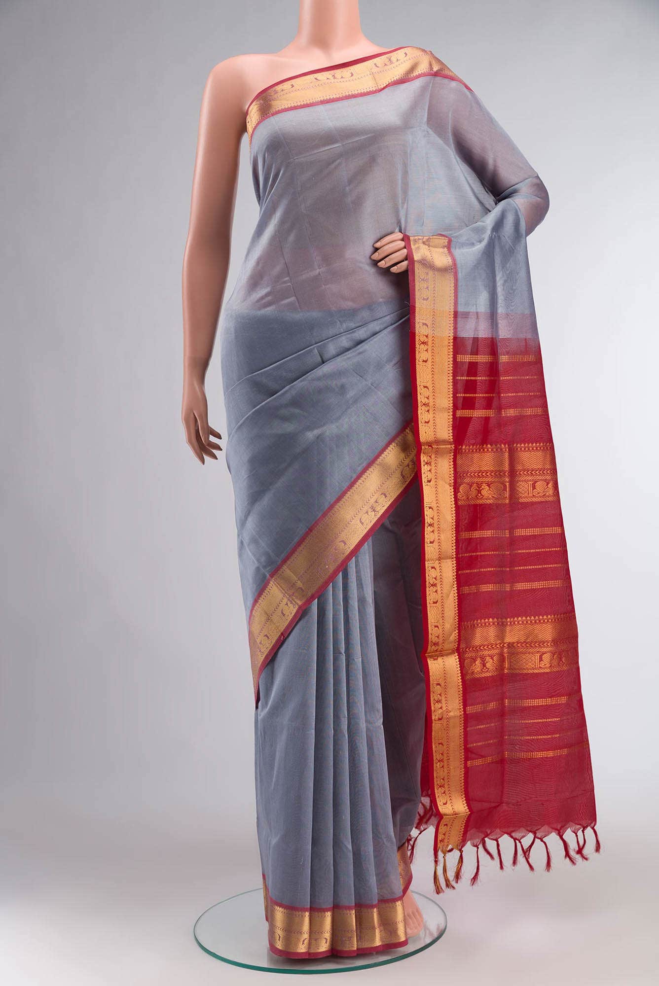 Grey Silk Cotton Saree