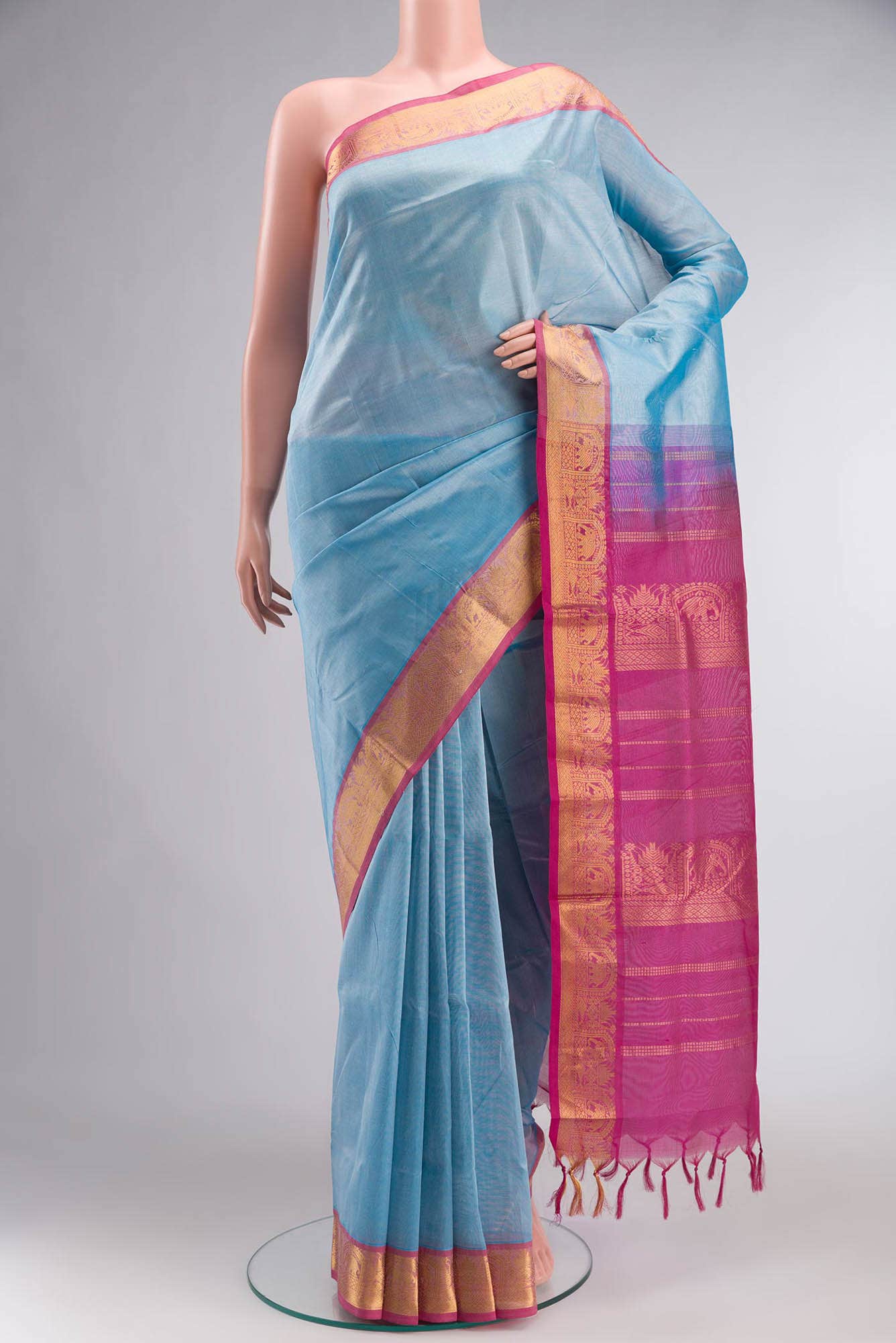 Blue Silk Cotton Saree