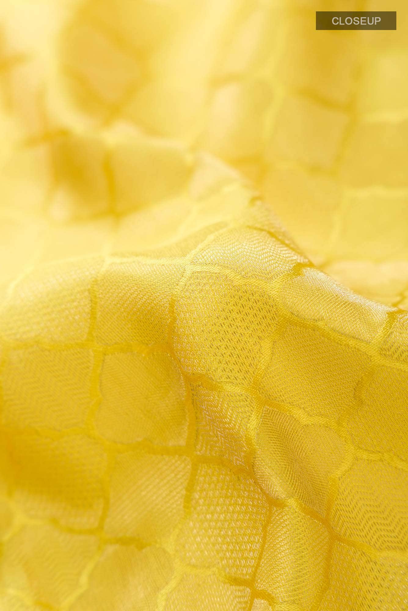 Yellow Mysore Crepe Saree