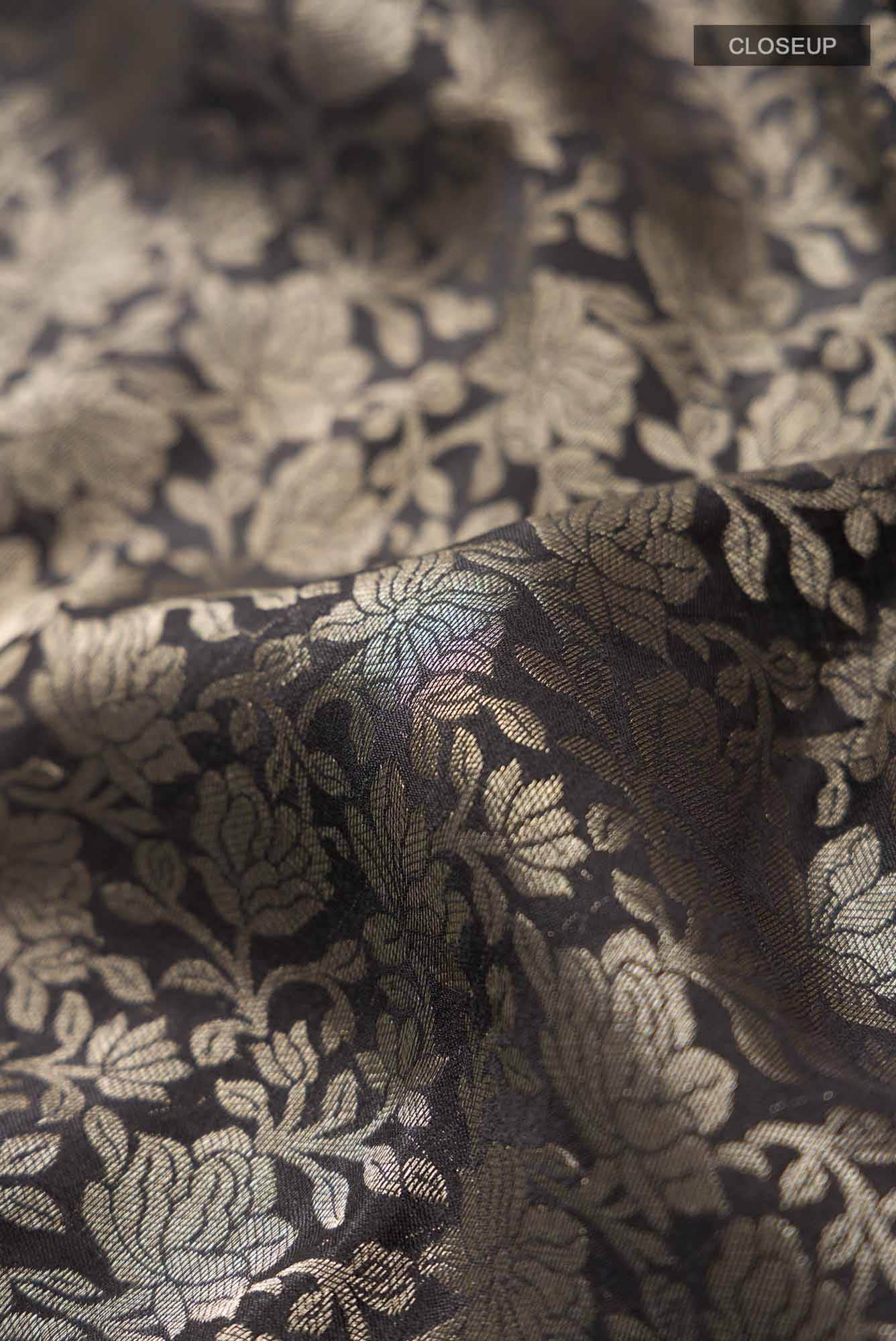 Black Mysore Crepe Saree