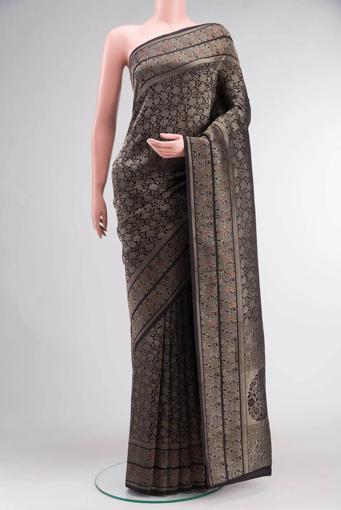 Black Mysore Crepe Saree