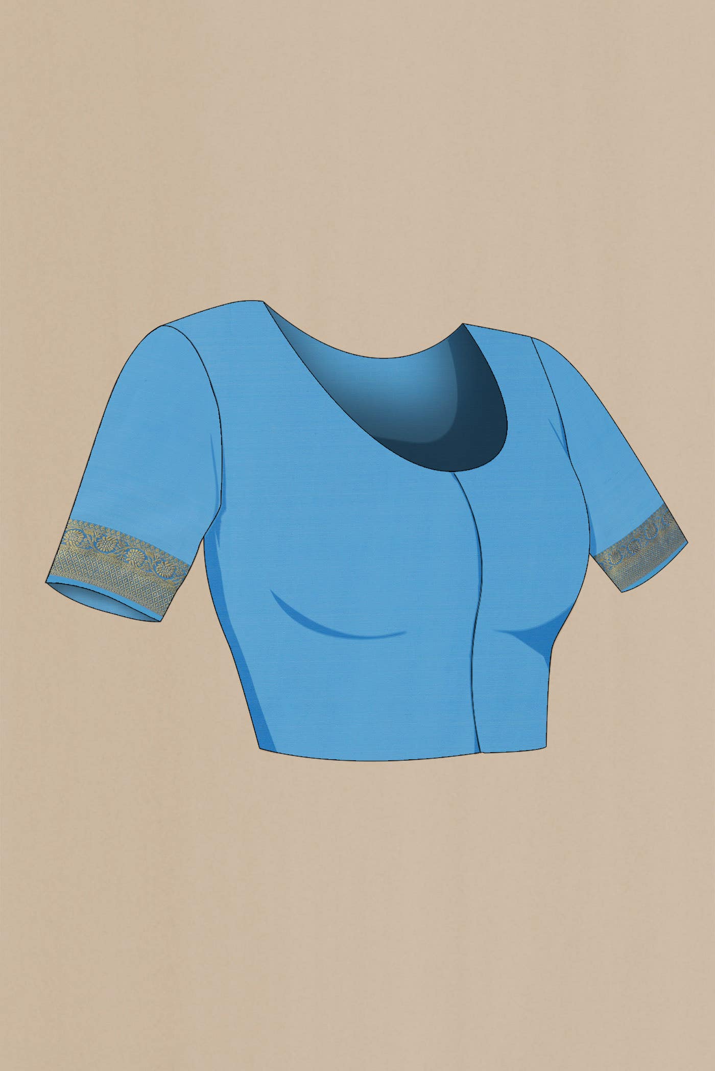 Blue Crepe Saree