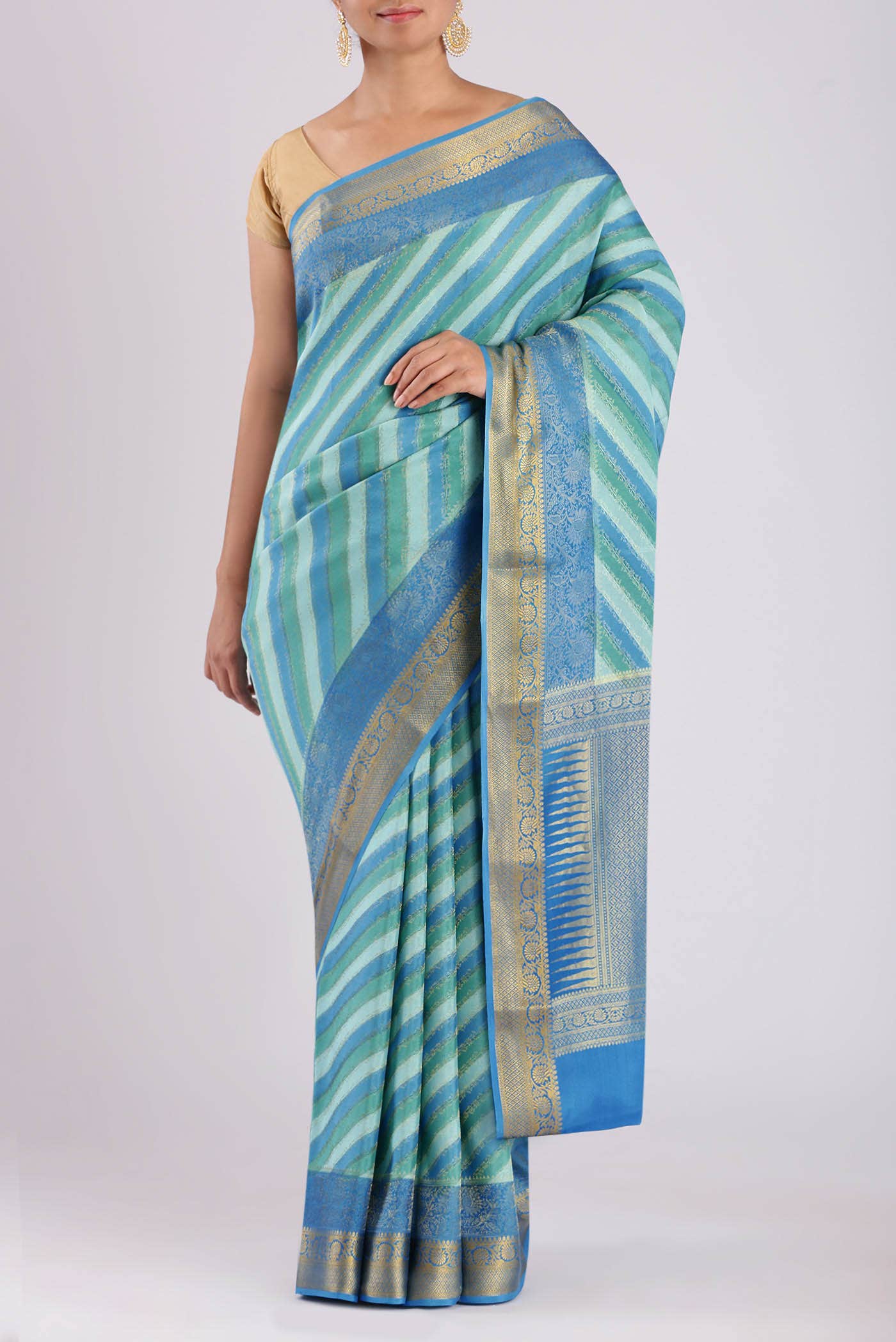 Blue Crepe Saree